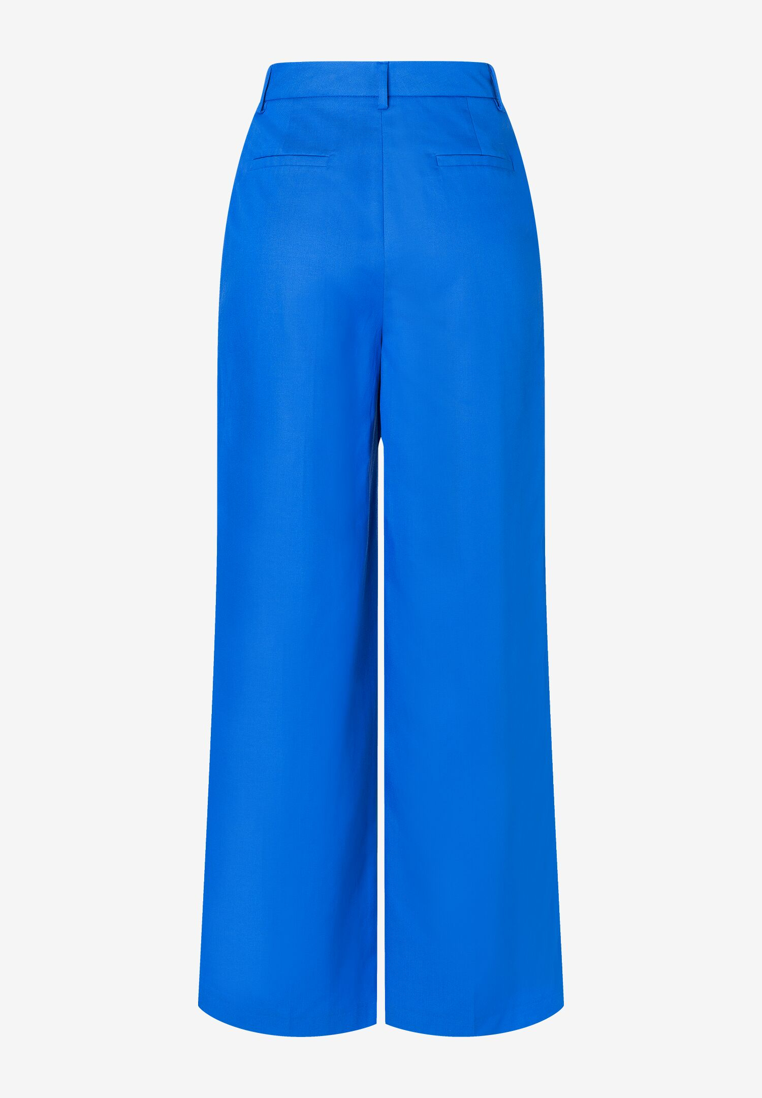 Eine blaue, weit geschnittene MORE & MORE Hose von hinten. Eine blaue, weit geschnittene MORE & MORE Hose von hinten.
