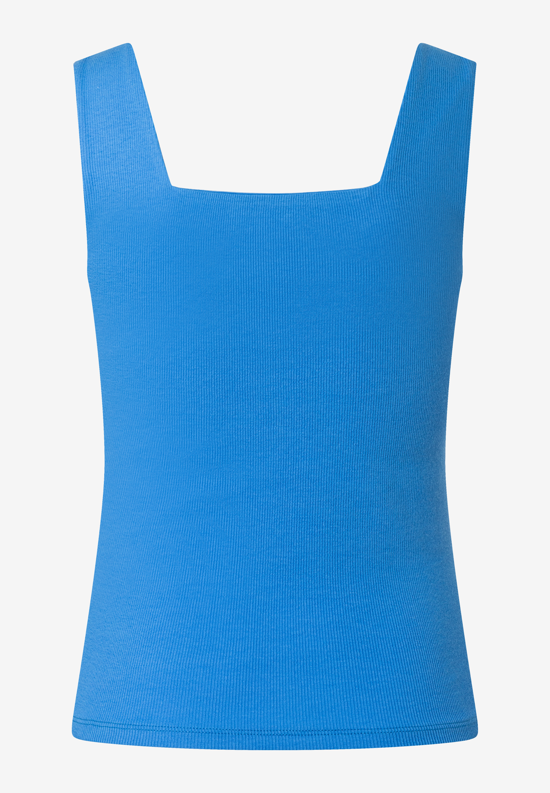 Ein blaues MORE & MORE Top mit breiten Trägern und einem geraden Ausschnitt.