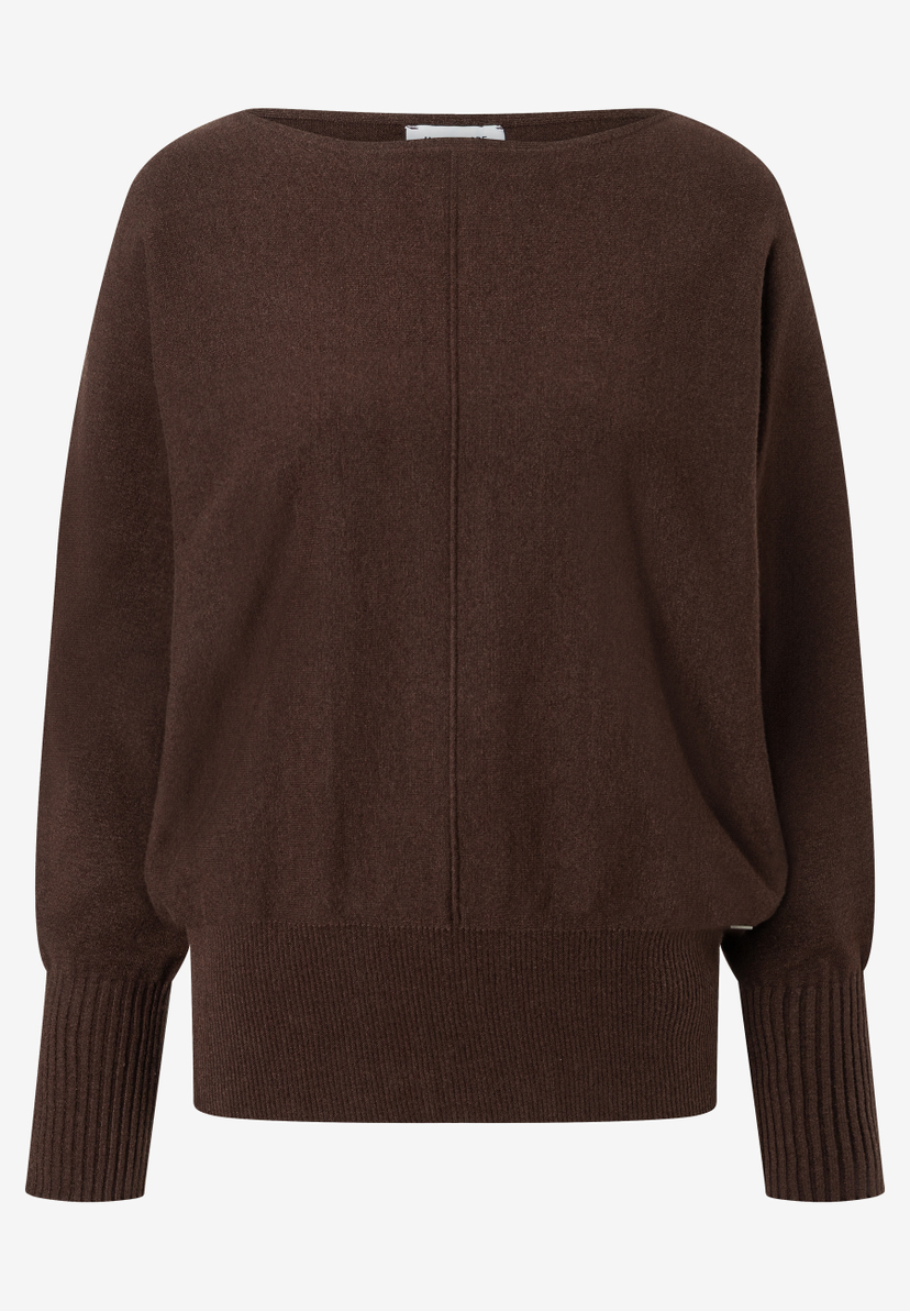 MORE & MORE Pullover in Braun. Langer Schnitt, breiter Saum und Bündchen. MORE & MORE Pullover in Braun. Langer Schnitt, breiter Saum und Bündchen.