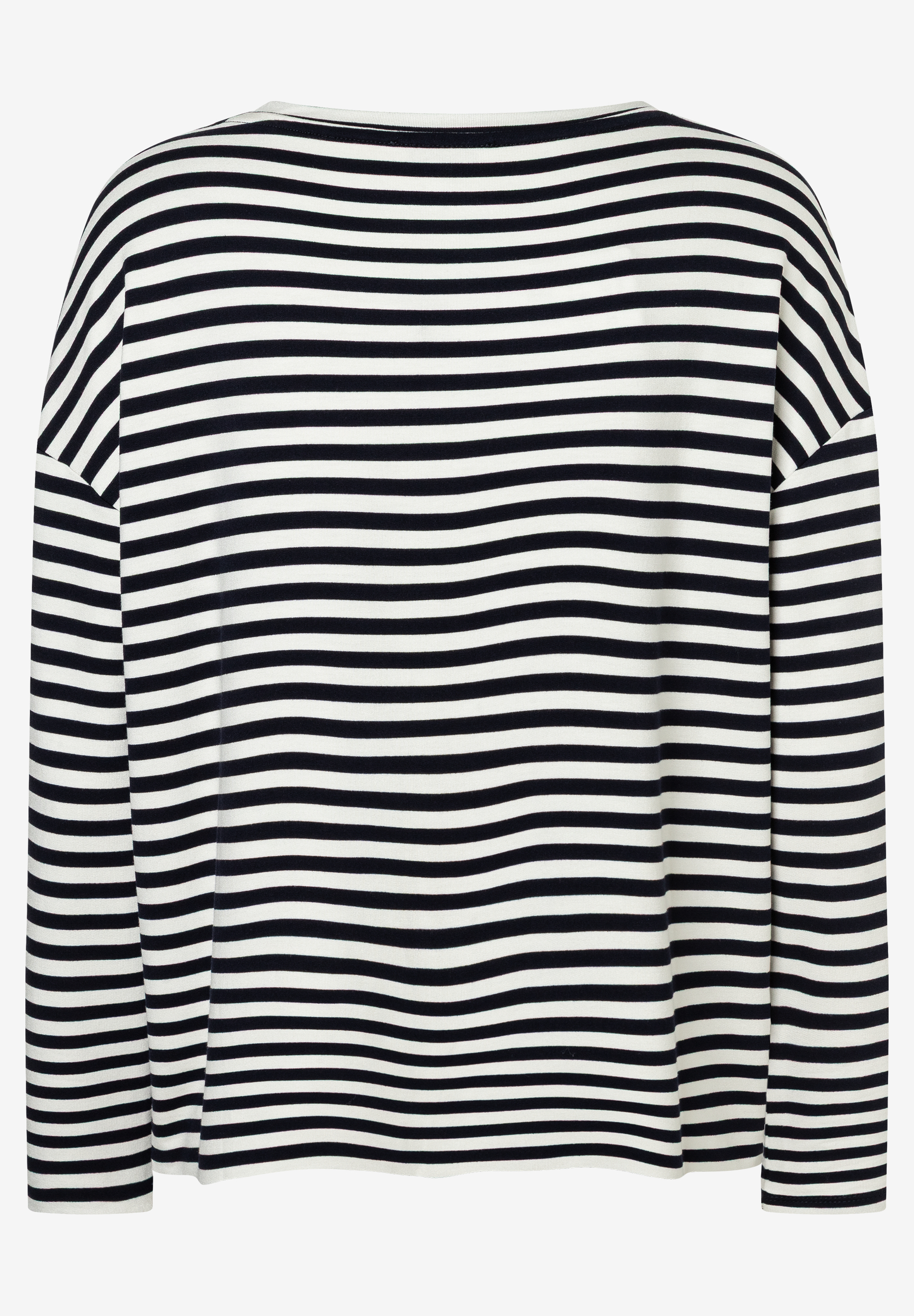 Ein MORE & MORE T-Shirt mit einem schwarz-weißen Streifenmuster. Ein MORE & MORE T-Shirt mit einem schwarz-weißen Streifenmuster.