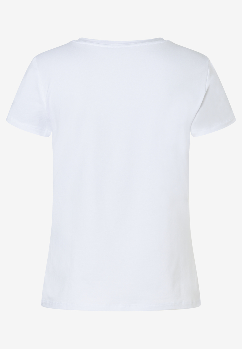 Weißes MORE & MORE T-Shirt aus Jersey, Rückansicht. Weißes MORE & MORE T-Shirt aus Jersey, Rückansicht.