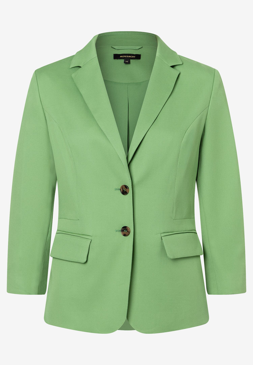 Ein grüner MORE & MORE Blazer mit zwei Knöpfen und Taschen. Ein grüner MORE & MORE Blazer mit zwei Knöpfen und Taschen.
