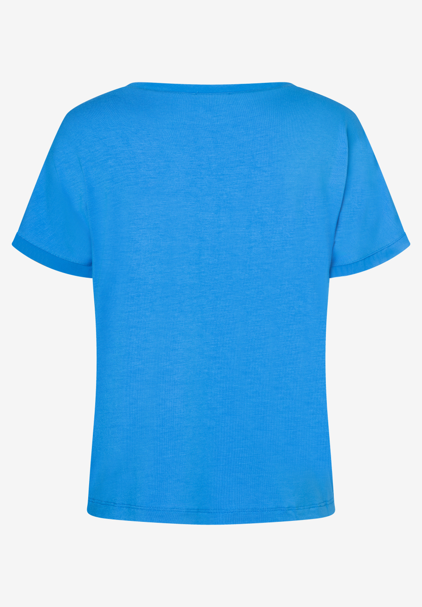 MORE & MORE Damen T-Shirt aus elastischem Jersey in leuchtendem Blau, Rückansicht. MORE & MORE Damen T-Shirt aus elastischem Jersey in leuchtendem Blau, Rückansicht.