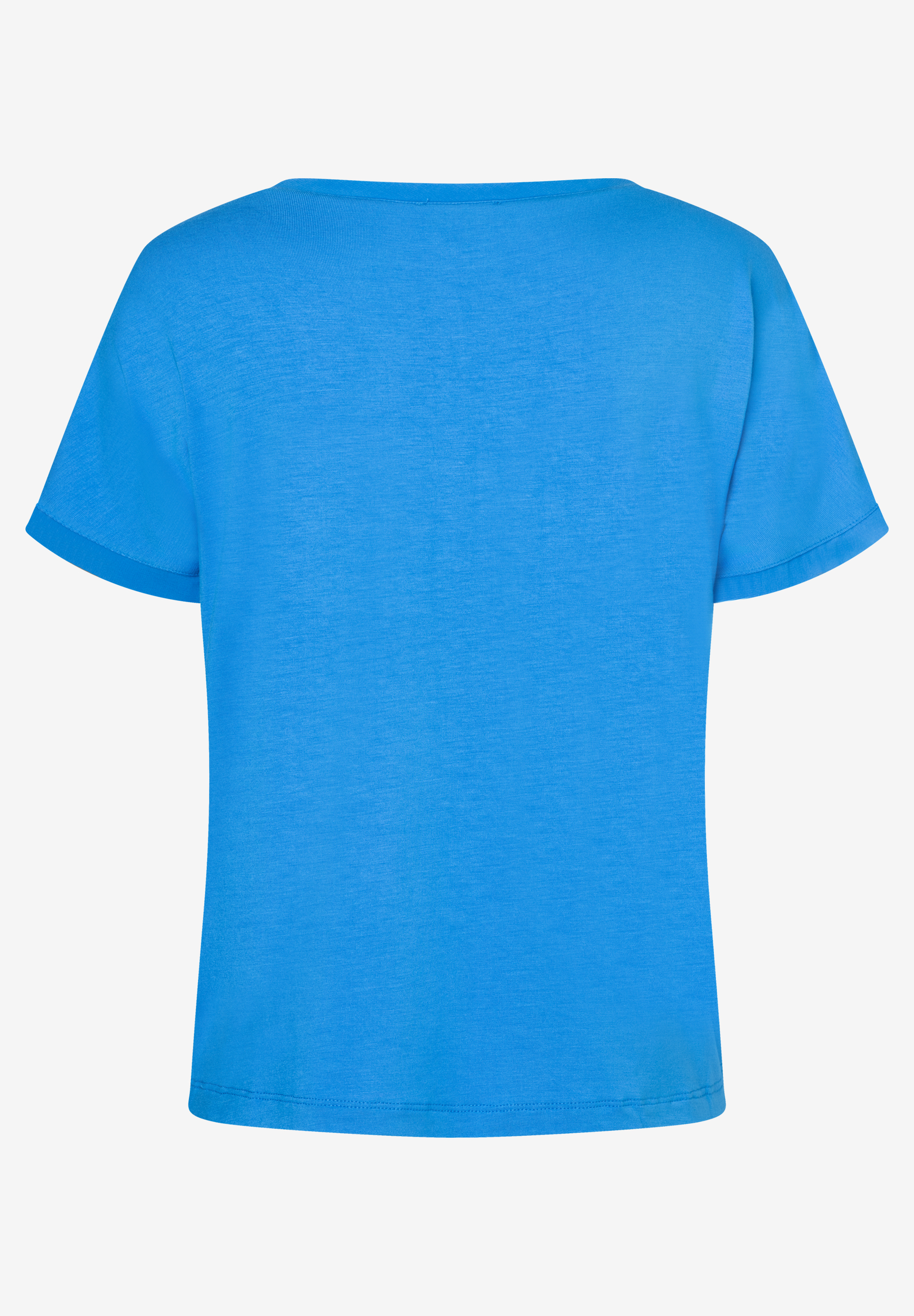 MORE & MORE Damen T-Shirt aus elastischem Jersey in leuchtendem Blau, Rückansicht. MORE & MORE Damen T-Shirt aus elastischem Jersey in leuchtendem Blau, Rückansicht.