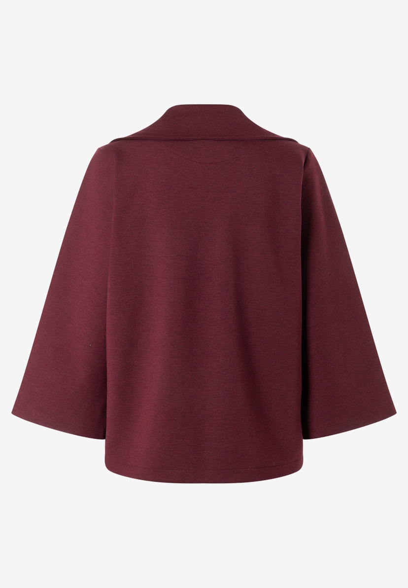 MORE & MORE Oberteil: bordeauxrotes Doubleface-Jersey-Top mit weitem Kragen und kurzen, weiten Ärmeln. MORE & MORE Oberteil: bordeauxrotes Doubleface-Jersey-Top mit weitem Kragen und kurzen, weiten Ärmeln.