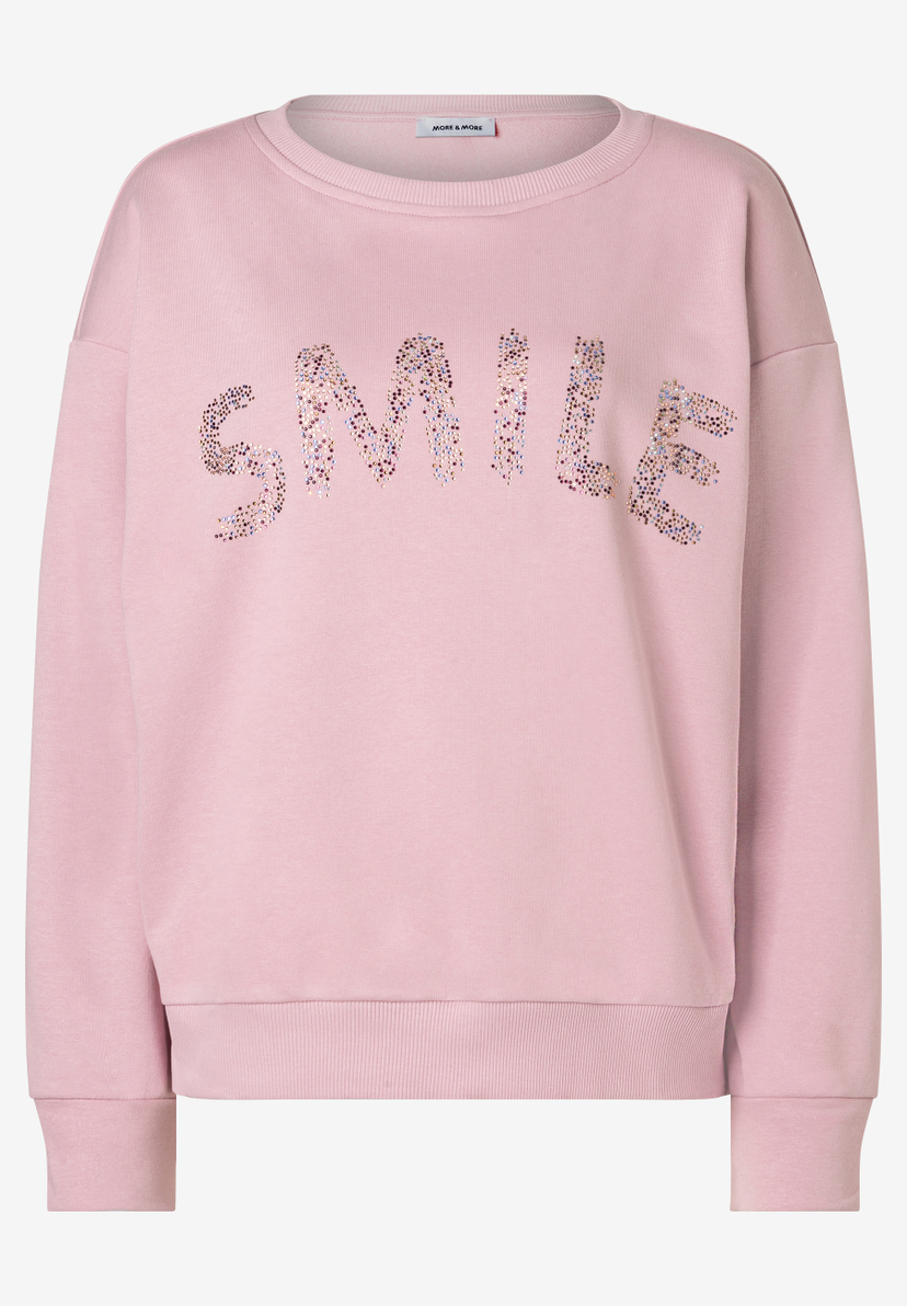 MORE & MORE Damen-Sweatshirt in Rosa mit glänzendem MORE & MORE Damen-Sweatshirt in Rosa mit glänzendem