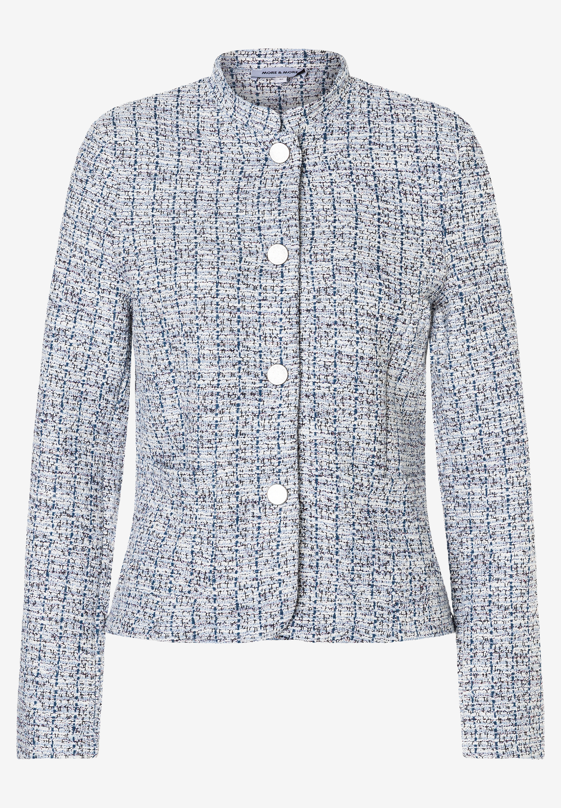 Ein Bouclé-Blazer von MORE & MORE mit vier Knöpfen und langen Ärmeln. Ein Bouclé-Blazer von MORE & MORE mit vier Knöpfen und langen Ärmeln.