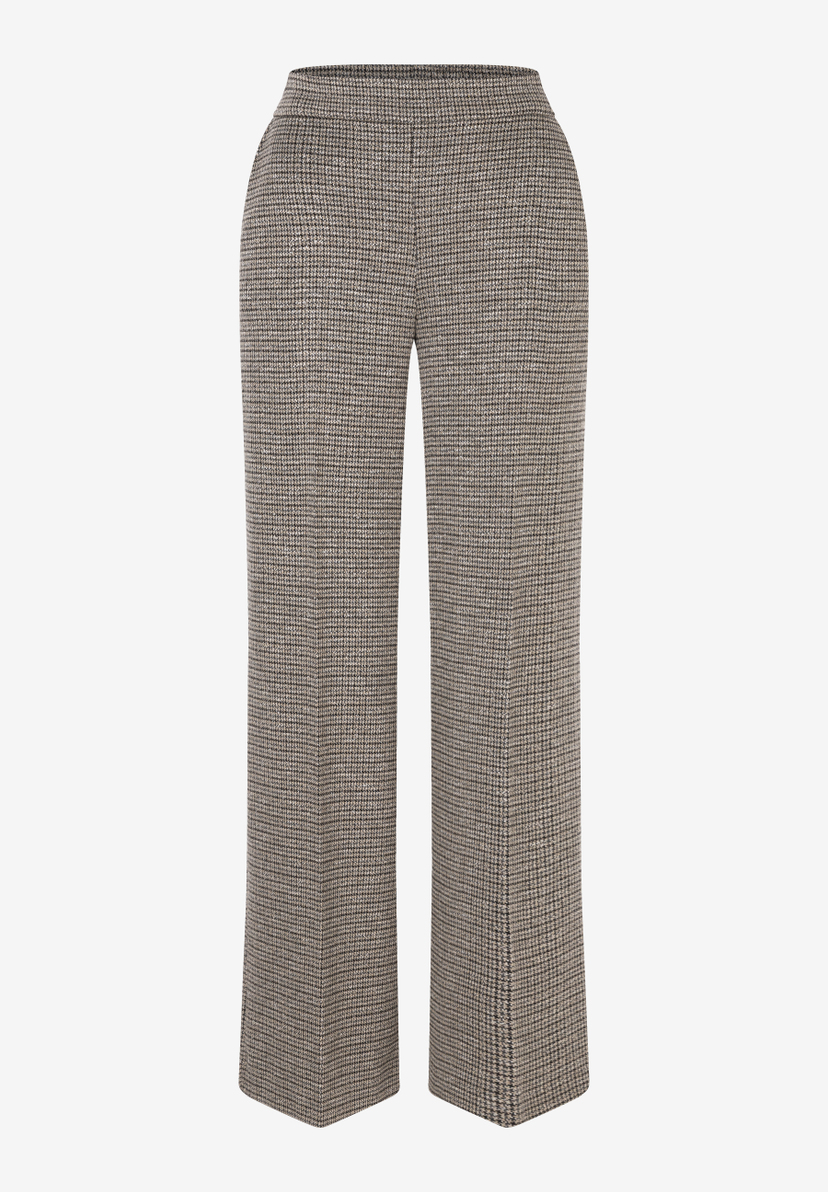 MORE & MORE Jeans im Hahnentrittmuster: Eine stylische Hose mit breiten Beinen in Beige und Schwarz. MORE & MORE Jeans im Hahnentrittmuster: Eine stylische Hose mit breiten Beinen in Beige und Schwarz.