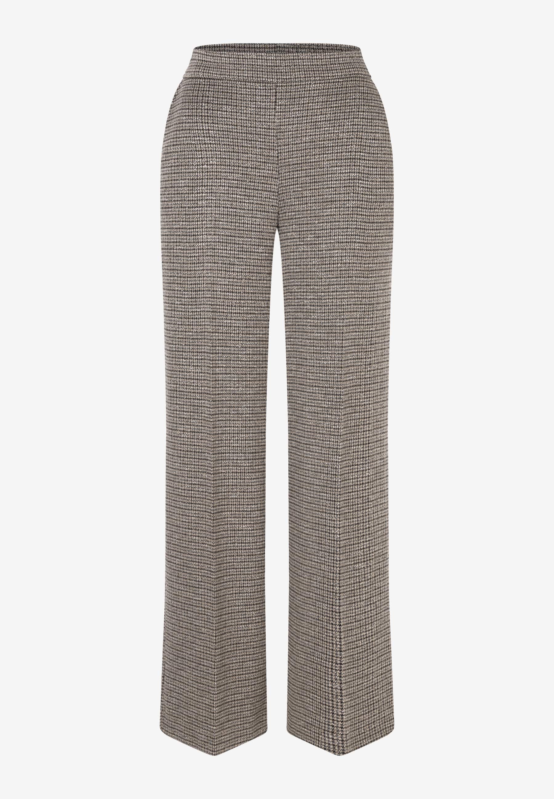 MORE & MORE Jeans im Hahnentrittmuster: Eine stylische Hose mit breiten Beinen in Beige und Schwarz. MORE & MORE Jeans im Hahnentrittmuster: Eine stylische Hose mit breiten Beinen in Beige und Schwarz.