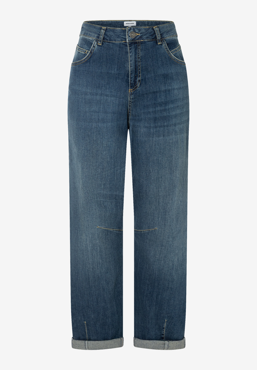 MORE & MORE Jeans im Worker-Stil, mittlere Waschung, mit aufgerollten Säumen und gelben Nähten. MORE & MORE Jeans im Worker-Stil, mittlere Waschung, mit aufgerollten Säumen und gelben Nähten.