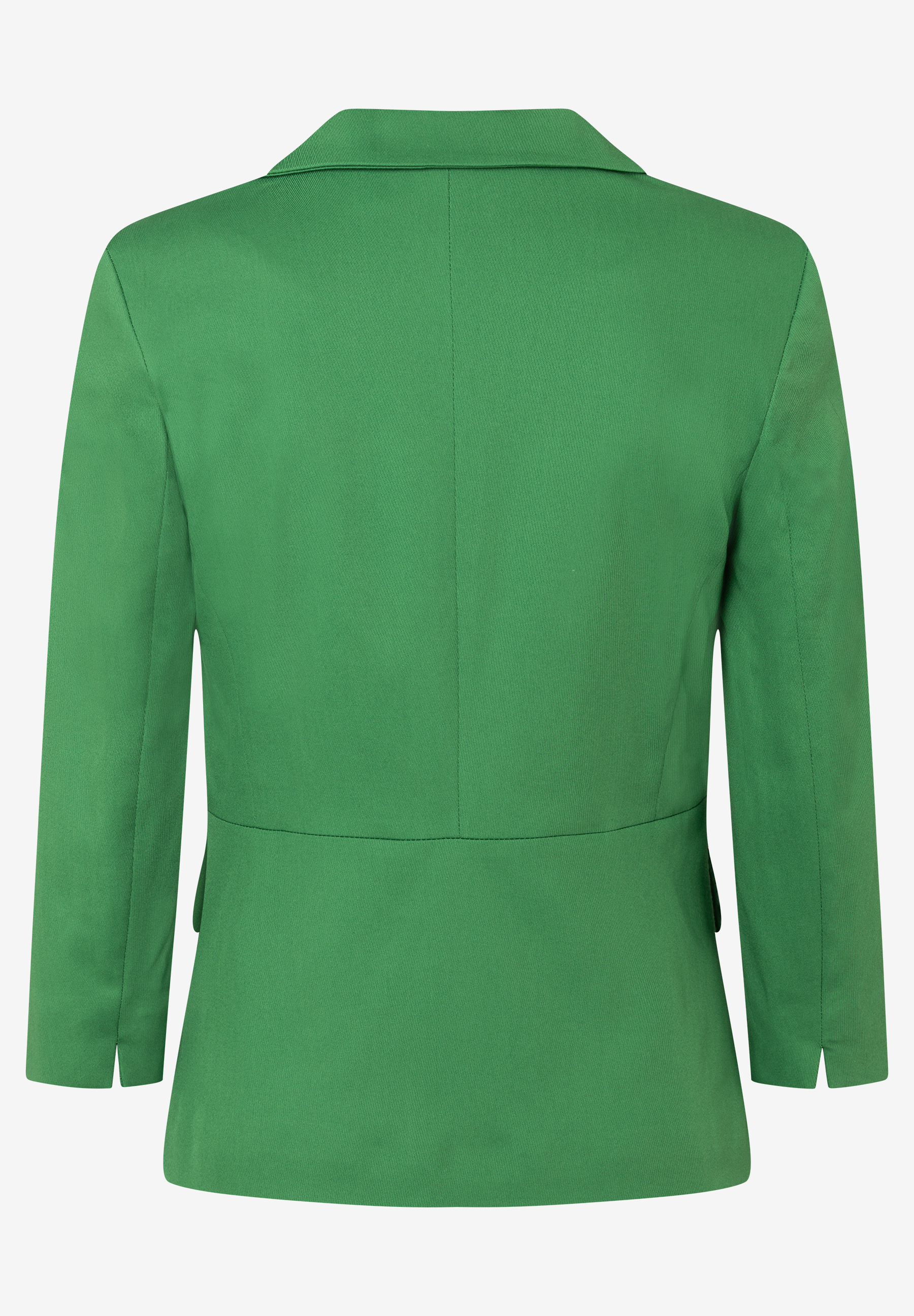 Die Rückansicht eines grünen MORE & MORE Blazers mit 3/4-Ärmeln. Die Rückansicht eines grünen MORE & MORE Blazers mit 3/4-Ärmeln.