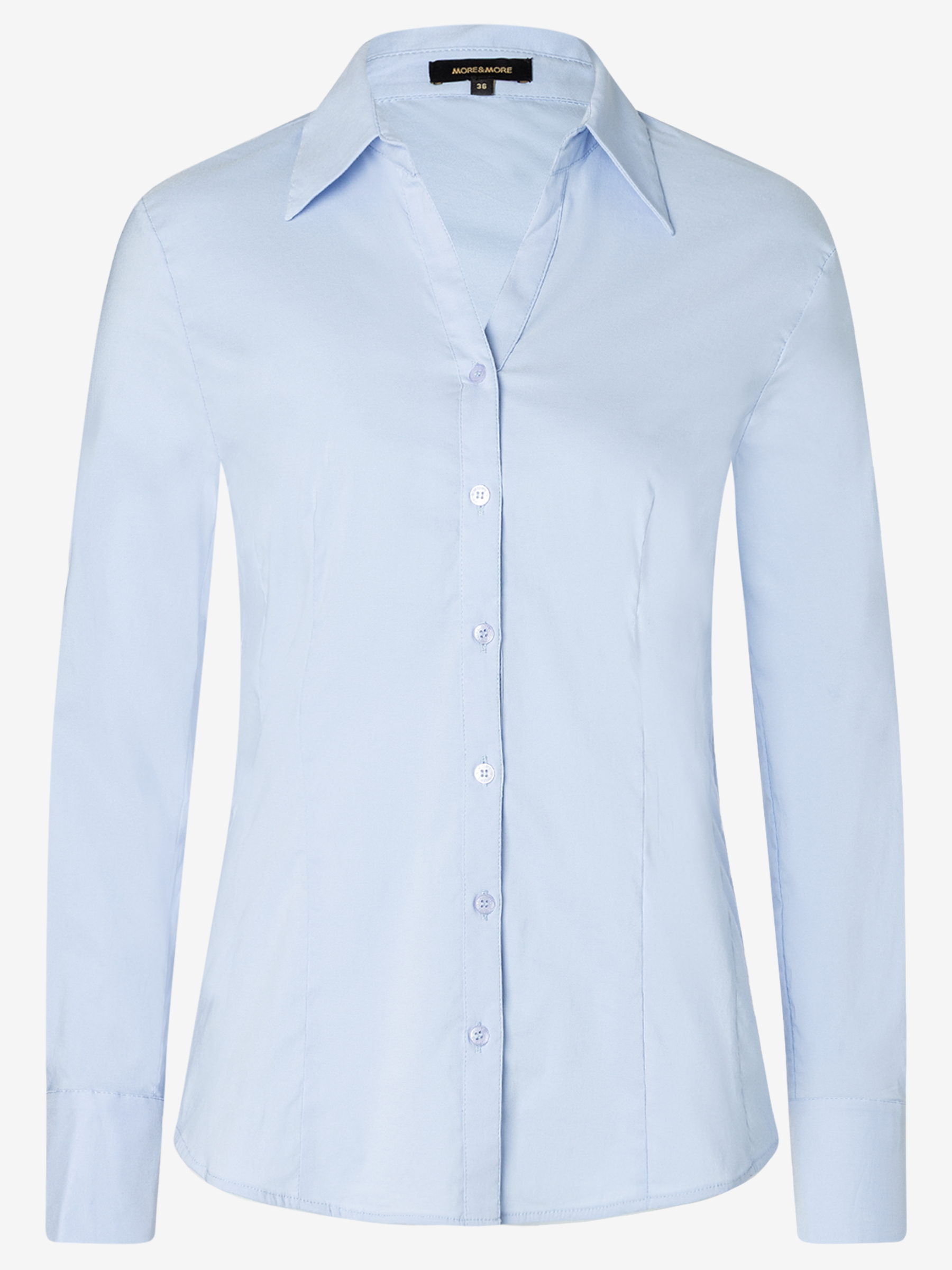 Helle, langärmelige MORE & MORE Bluse aus Baumwollmischung mit Stretch. Helle, langärmelige MORE & MORE Bluse aus Baumwollmischung mit Stretch.
