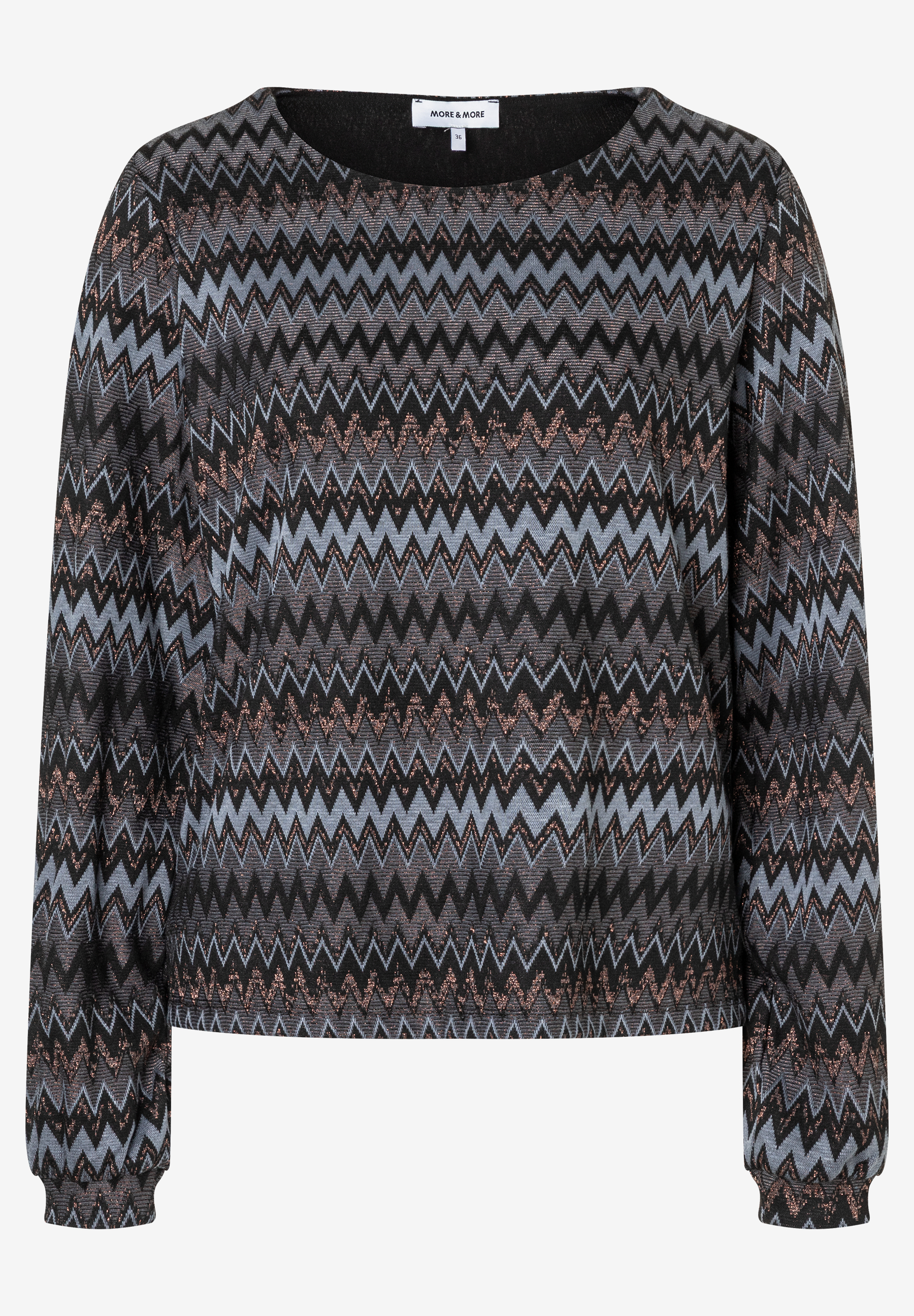 Ein MORE & MORE Oberteil mit Zickzackmuster, Jersey und langen Ärmeln. Ein MORE & MORE Oberteil mit Zickzackmuster, Jersey und langen Ärmeln.