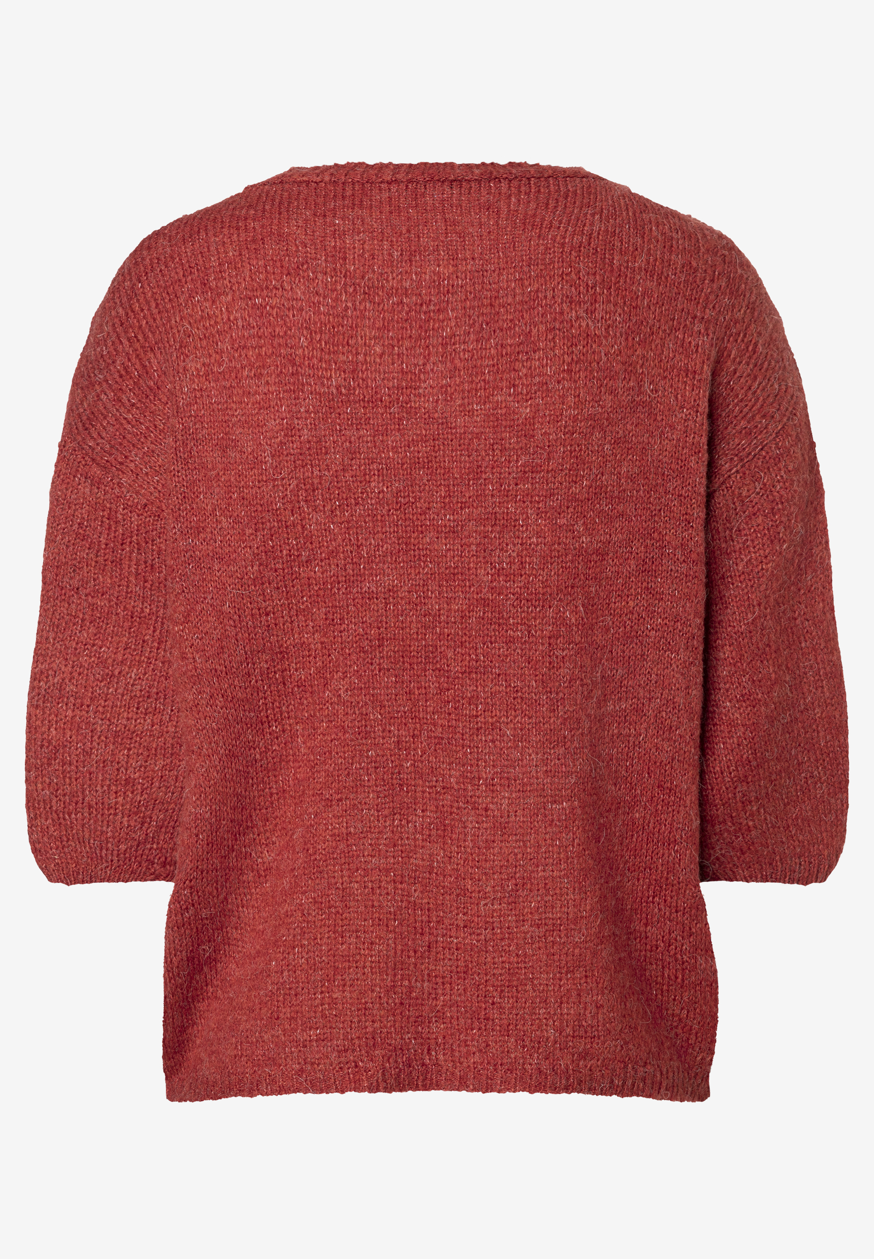 MORE & MORE Pullover in Rostrot, mit halblangen Ärmeln und leichtem U-Boot-Ausschnitt, aus Feinstrick. MORE & MORE Pullover in Rostrot, mit halblangen Ärmeln und leichtem U-Boot-Ausschnitt, aus Feinstrick.