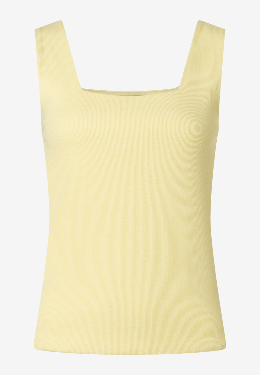 MORE & MORE Rippstrick-Top aus gelbem Jersey, hautfreundlich und elastisch für angenehmen Tragekomfort. MORE & MORE Rippstrick-Top aus gelbem Jersey, hautfreundlich und elastisch für angenehmen Tragekomfort.