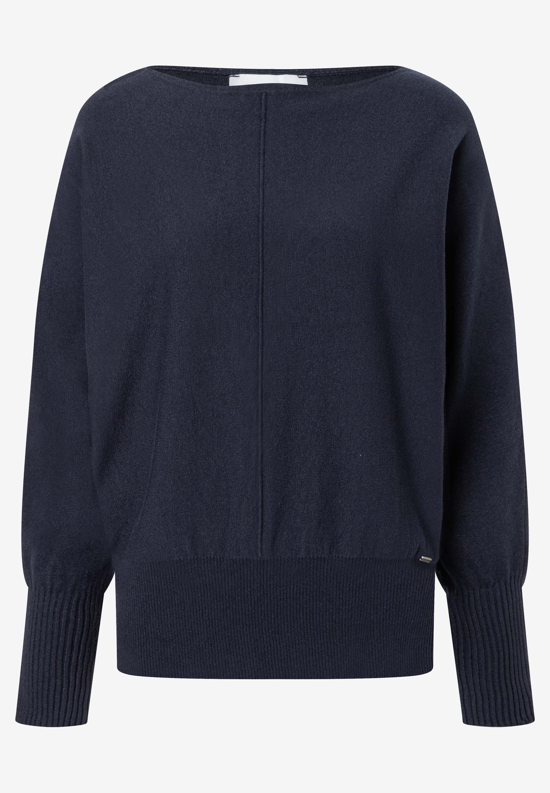 MORE & MORE Feinstrick-Pullover in Marineblau, hautfreundlich und weich, mit elegantem U-Boot-Ausschnitt. MORE & MORE Feinstrick-Pullover in Marineblau, hautfreundlich und weich, mit elegantem U-Boot-Ausschnitt.