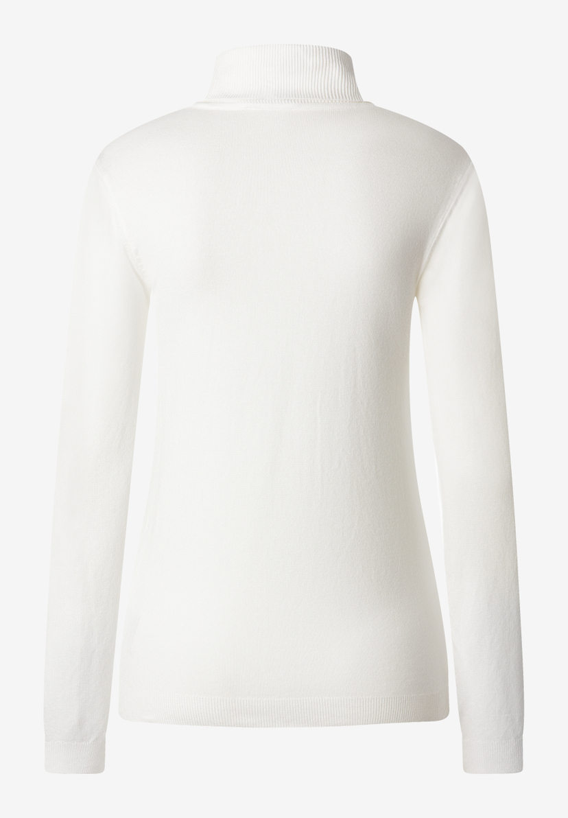 MORE & MORE Rollkragenpullover in Ecru, blickdicht, mit Rippstrickkragen und -bündchen, leicht glänzender Optik. MORE & MORE Rollkragenpullover in Ecru, blickdicht, mit Rippstrickkragen und -bündchen, leicht glänzender Optik.