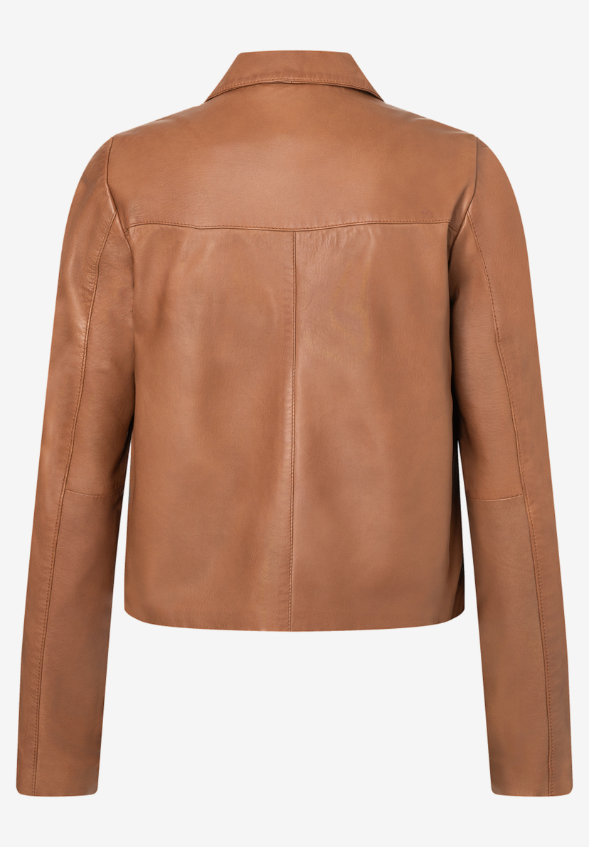 MORE & MORE cognacfarbene Echtlederjacke, Rückseite MORE & MORE cognacfarbene Echtlederjacke, Rückseite
