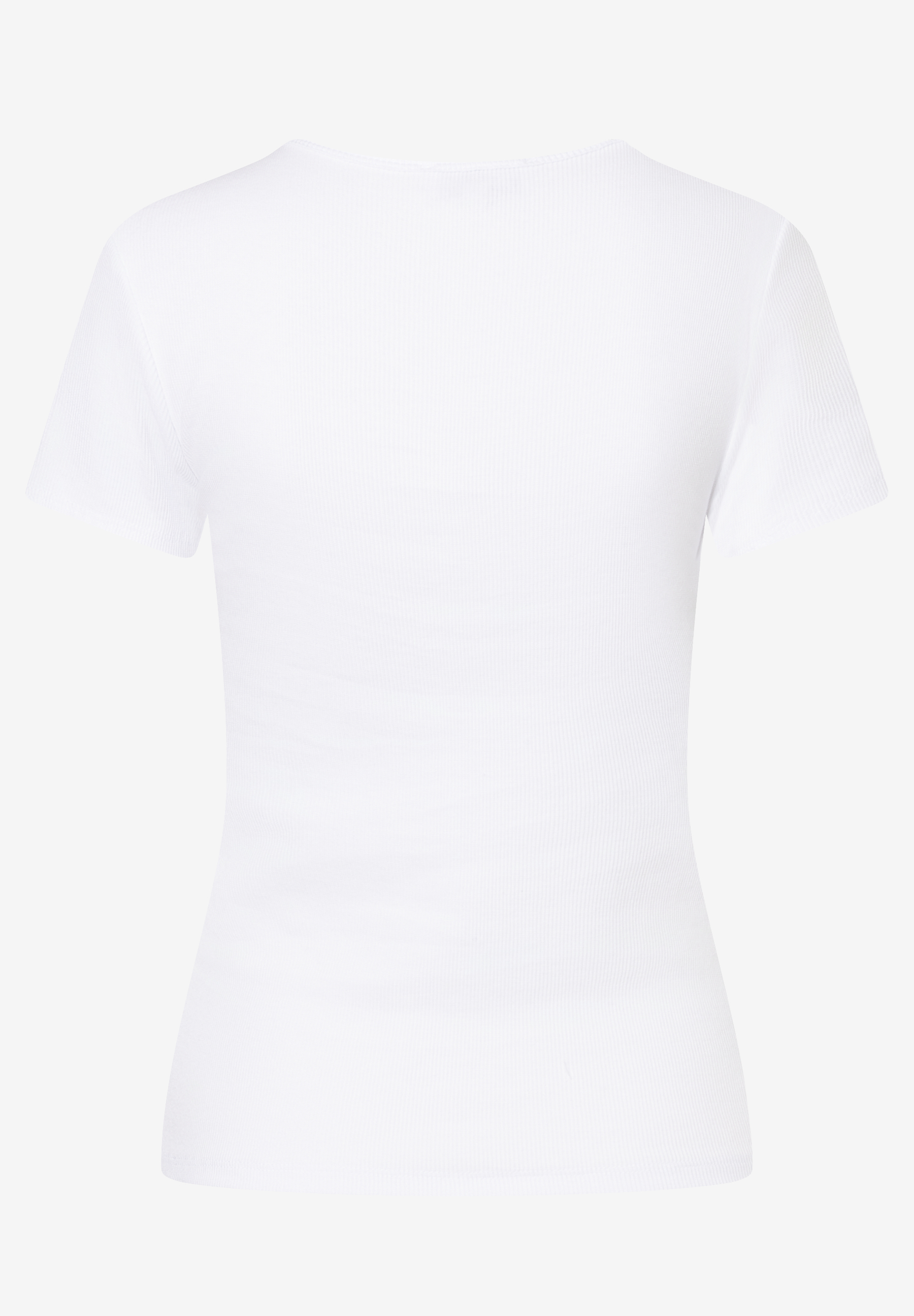 MORE & MORE geripptes T-Shirt in Weiß. Figurbetontes Design mit kurzen Ärmeln, aus elastischem, hautfreundlichem Material. MORE & MORE geripptes T-Shirt in Weiß. Figurbetontes Design mit kurzen Ärmeln, aus elastischem, hautfreundlichem Material.