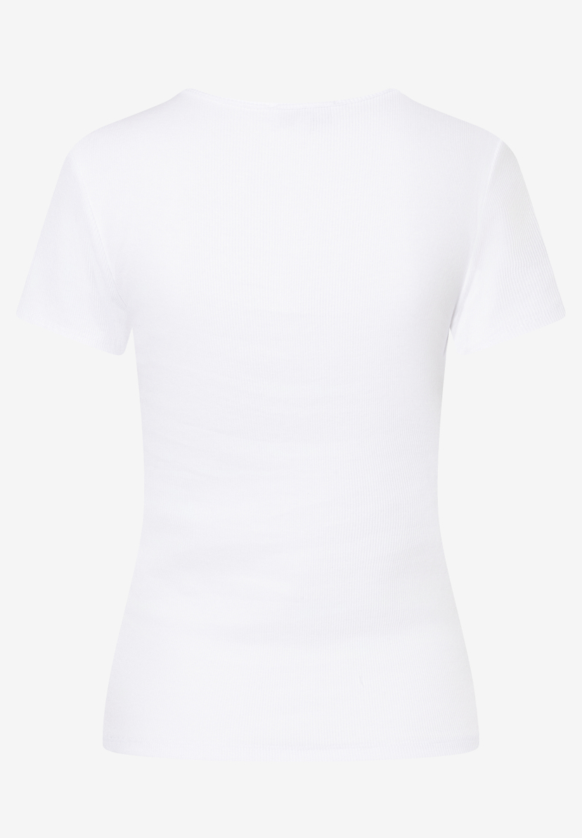 MORE & MORE geripptes T-Shirt in Weiß. Figurbetontes Design mit kurzen Ärmeln, aus elastischem, hautfreundlichem Material. MORE & MORE geripptes T-Shirt in Weiß. Figurbetontes Design mit kurzen Ärmeln, aus elastischem, hautfreundlichem Material.