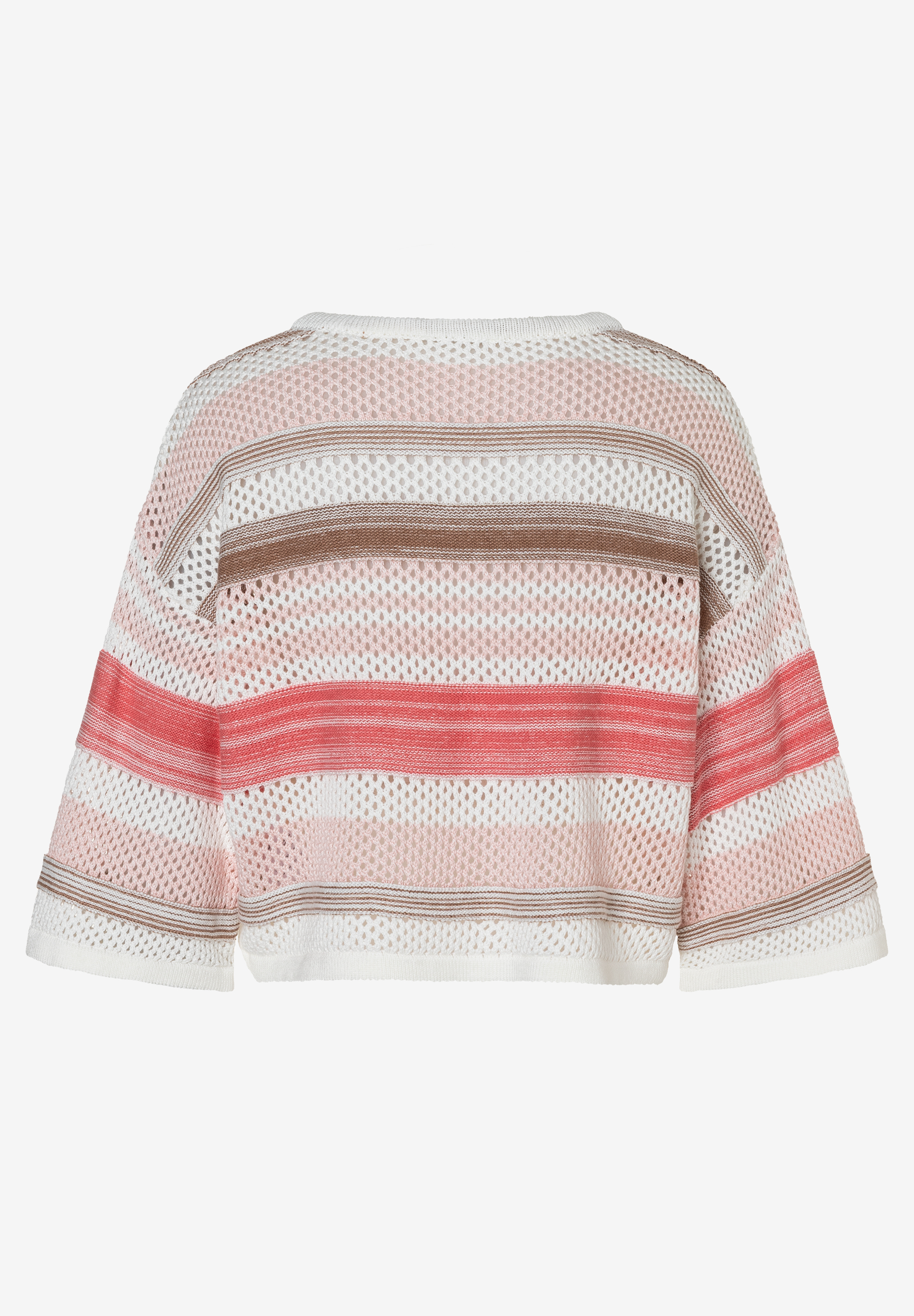 Ein MORE & MORE Oberteil mit breiten, bunten Streifen und Lochmuster.