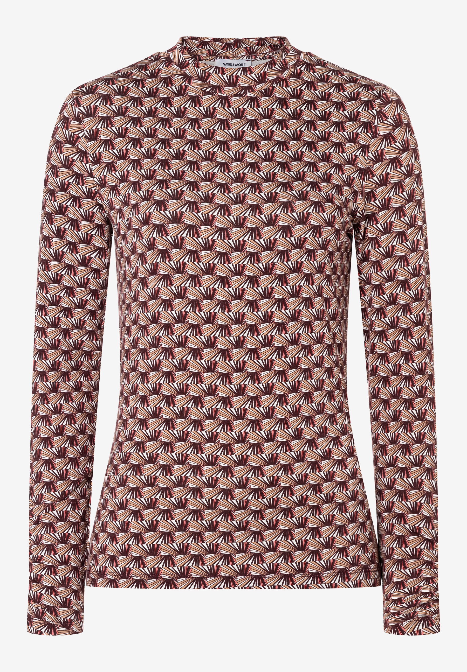 Ein MORE & MORE Oberteil mit abstraktem Muster und langen Ärmeln. Ein MORE & MORE Oberteil mit abstraktem Muster und langen Ärmeln.