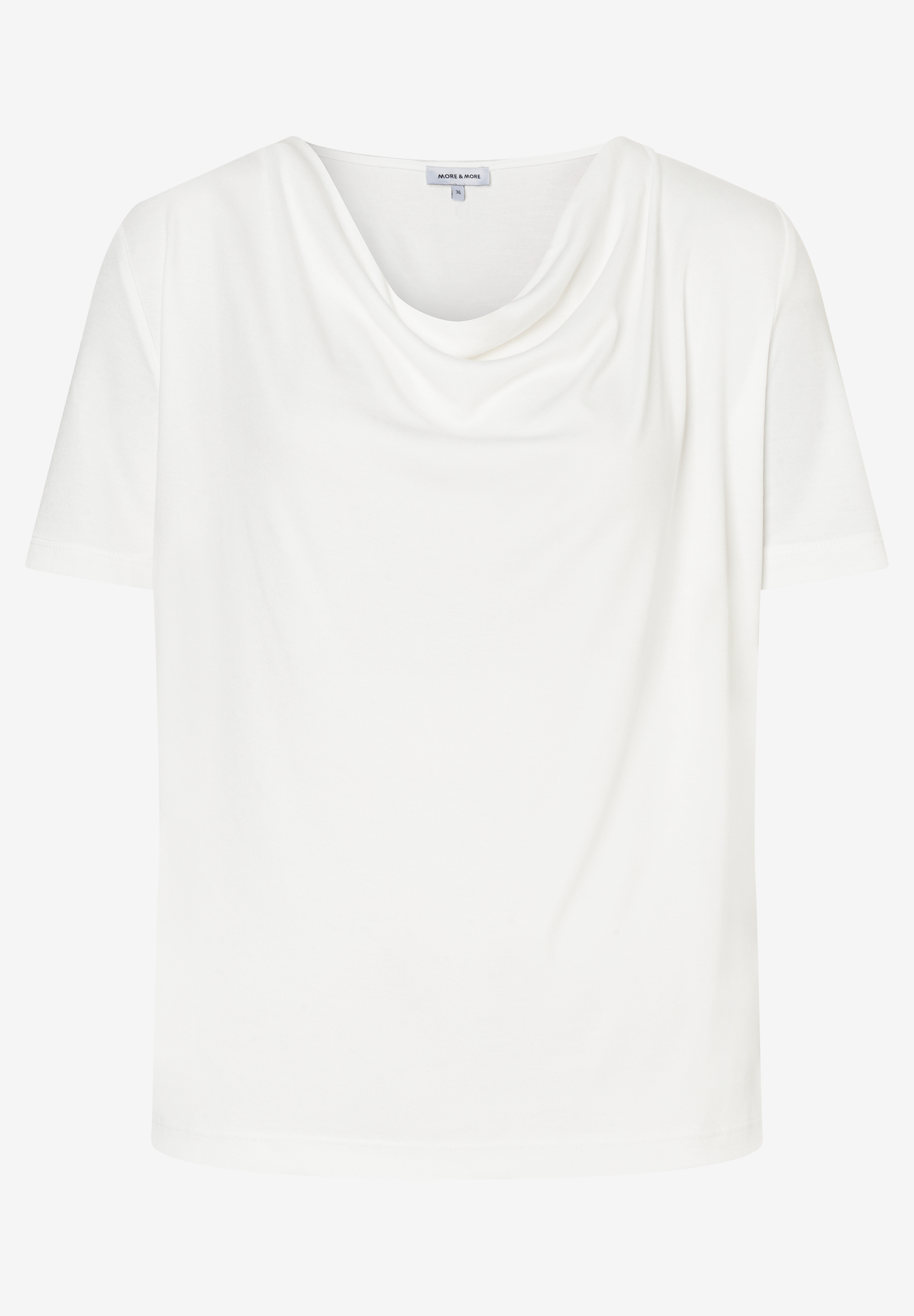 Ein MORE & MORE Oberteil mit Wasserfallausschnitt, Jersey-Material, angenehmem Tragekomfort und soften Griff. Ein MORE & MORE Oberteil mit Wasserfallausschnitt, Jersey-Material, angenehmem Tragekomfort und soften Griff.