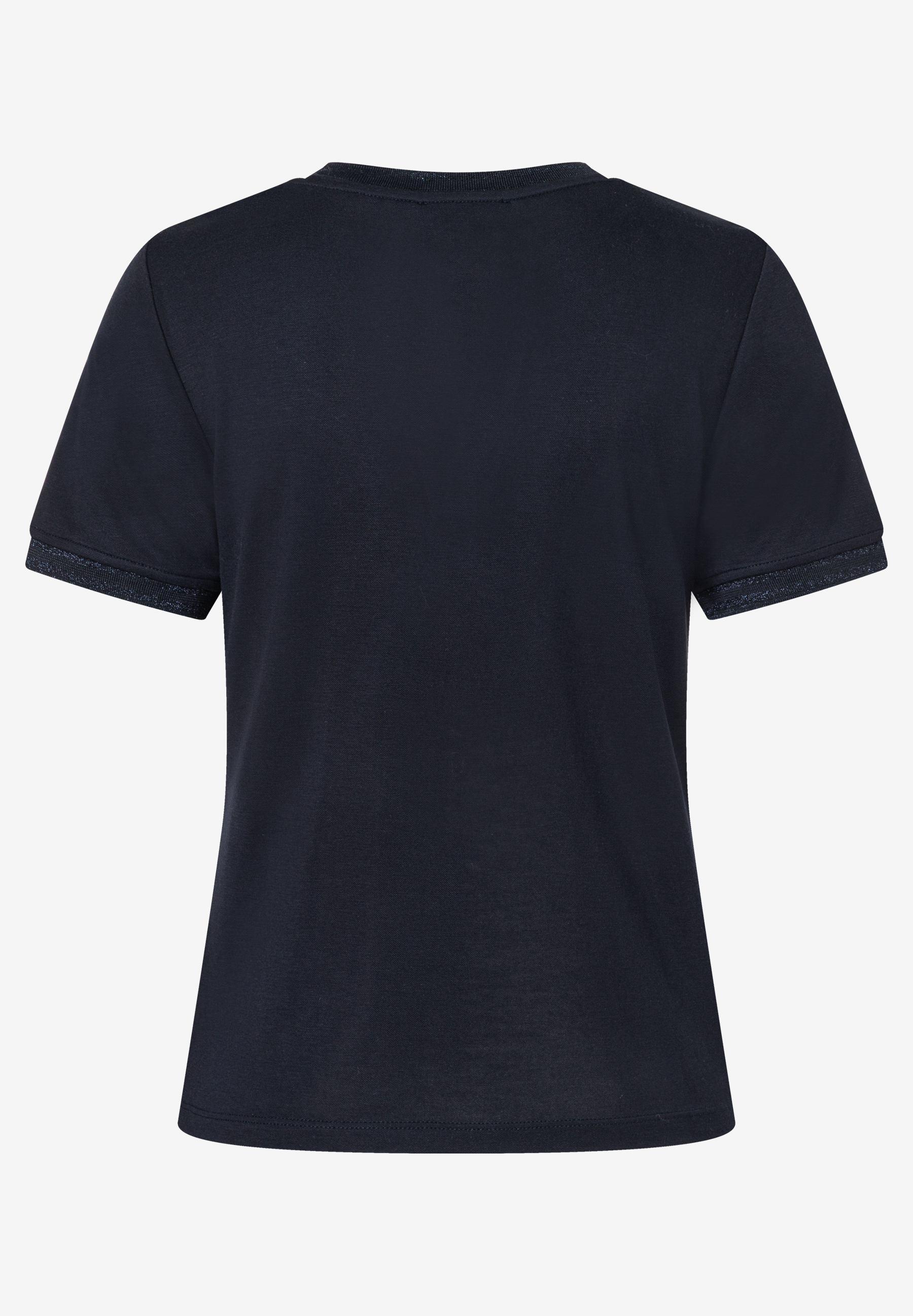 Ein marineblaues MORE & MORE Jersey-Top mit kurzen Ärmeln und elastischem, komfortablem Material. Ein marineblaues MORE & MORE Jersey-Top mit kurzen Ärmeln und elastischem, komfortablem Material.
