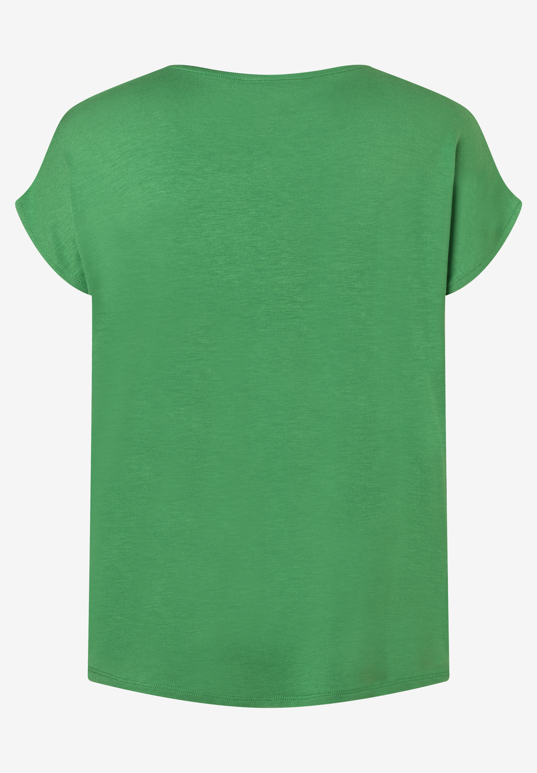 Ein grünes MORE & MORE T-Shirt mit kurzen Ärmeln, gesehen von hinten. Ein grünes MORE & MORE T-Shirt mit kurzen Ärmeln, gesehen von hinten.