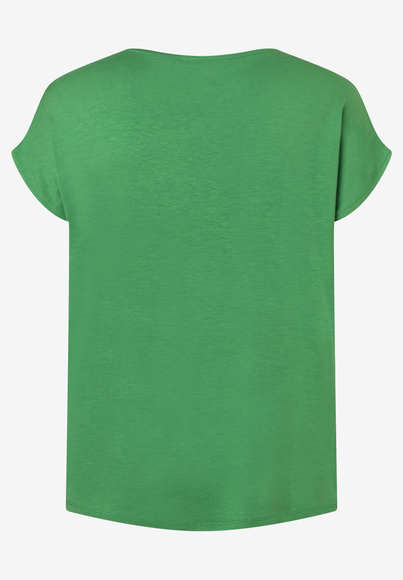 Ein grünes MORE & MORE T-Shirt mit kurzen Ärmeln, gesehen von hinten. Ein grünes MORE & MORE T-Shirt mit kurzen Ärmeln, gesehen von hinten.