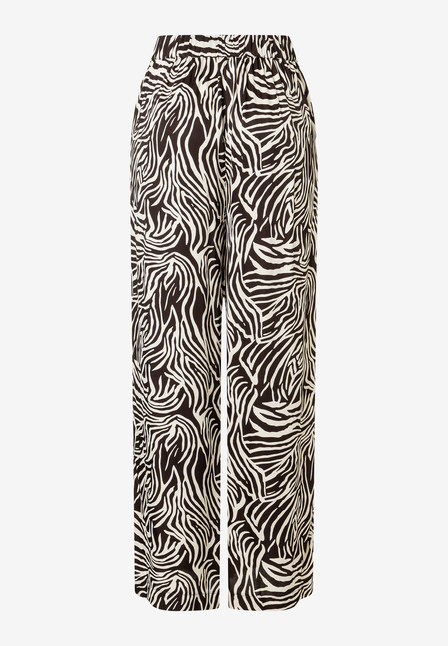 Eine Hose von MORE & MORE aus fließender Viskose mit Zebra-Muster. Eine Hose von MORE & MORE aus fließender Viskose mit Zebra-Muster.