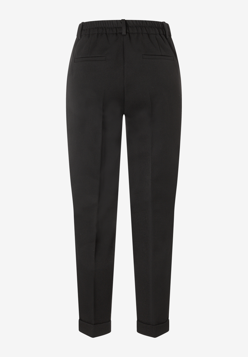 MORE & MORE schwarze Jeans mit elastischem Bund, Bundfalten und umgeschlagenen Säumen.