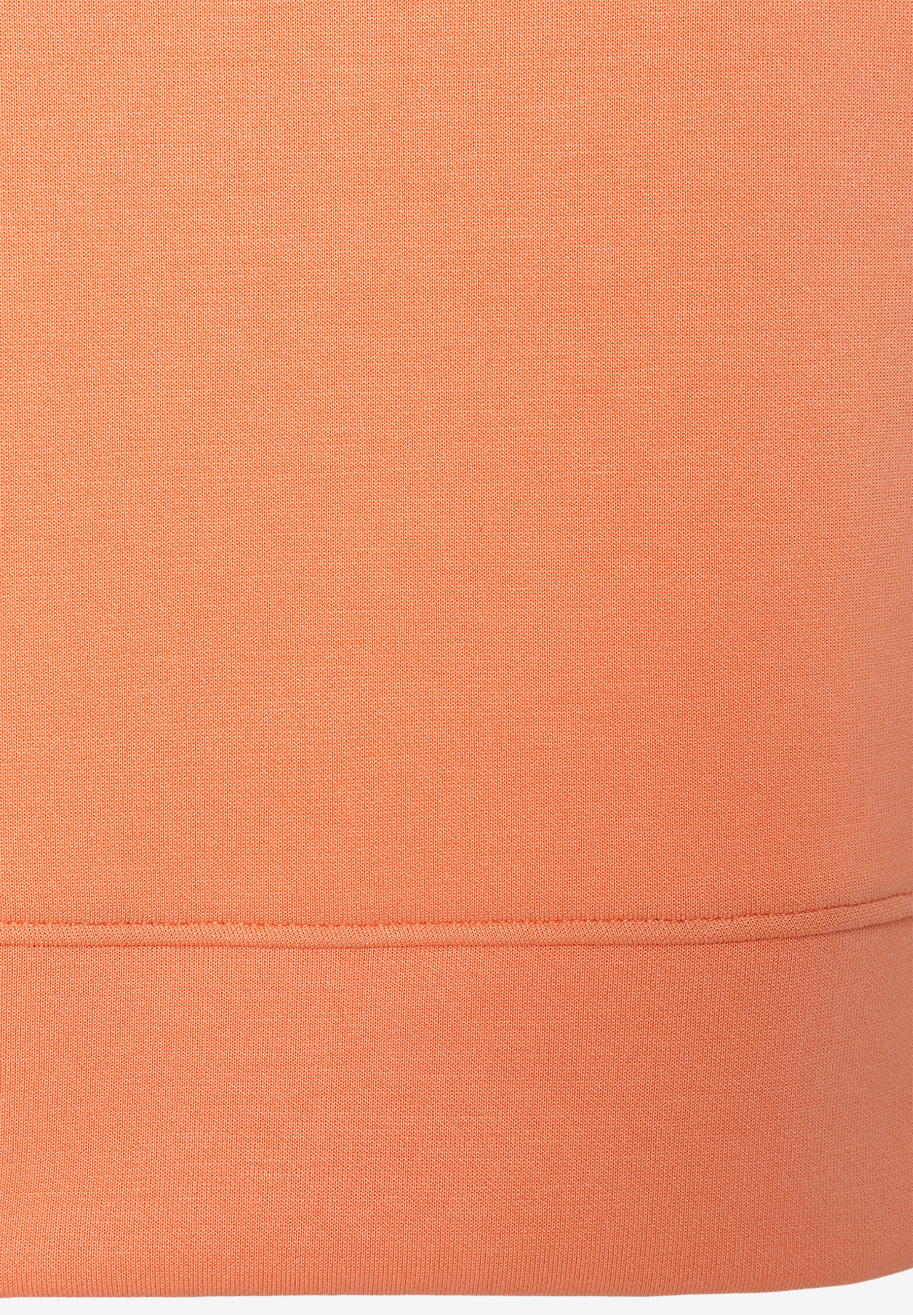 Nahaufnahme von MORE & MORE Sweatshirtstoff in Orange. Angenehmer Tragekomfort durch elastische Materialkonstruktion. Nahaufnahme von MORE & MORE Sweatshirtstoff in Orange. Angenehmer Tragekomfort durch elastische Materialkonstruktion.
