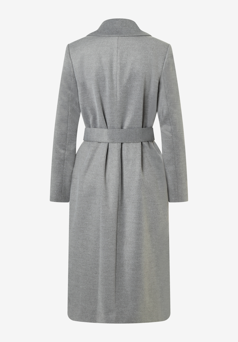 Ein grauer MORE & MORE Mantel, Webware, mit angenehmem Tragekomfort und einem Gürtel, der die Taille betont. Ein grauer MORE & MORE Mantel, Webware, mit angenehmem Tragekomfort und einem Gürtel, der die Taille betont.