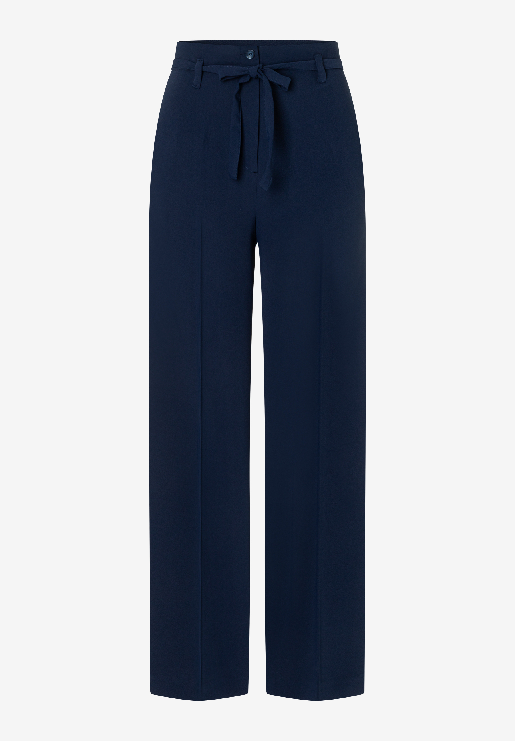 Eine marineblaue Webhose von MORE & MORE mit Bindegürtel. Der Stoff wirkt fließend und bietet angenehmen Tragekomfort. Eine marineblaue Webhose von MORE & MORE mit Bindegürtel. Der Stoff wirkt fließend und bietet angenehmen Tragekomfort.