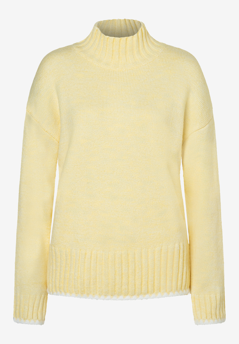 Ein gelber Strickpullover von MORE & MORE mit Rollkragen, der sich gut anfühlt und warm hält. Ein gelber Strickpullover von MORE & MORE mit Rollkragen, der sich gut anfühlt und warm hält.