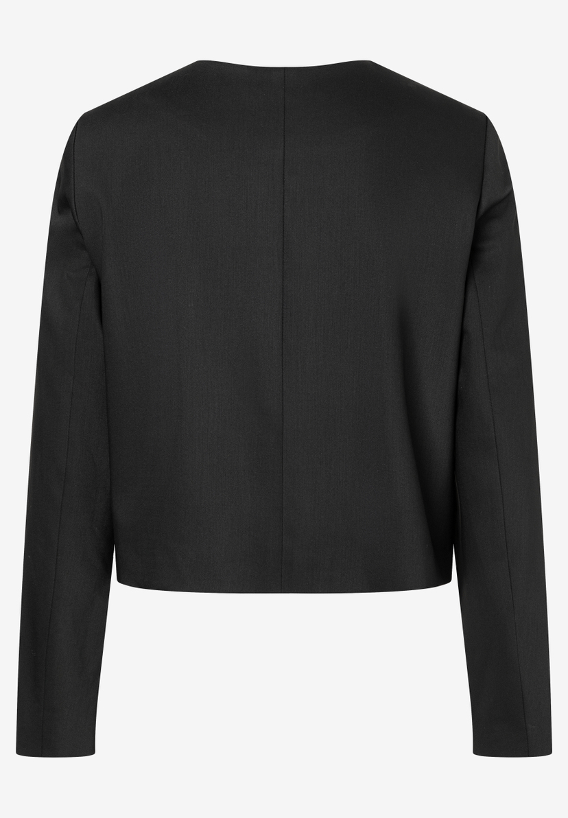 Rückansicht eines schwarzen MORE & MORE Blazers aus Webware mit angenehmem Tragekomfort. Rückansicht eines schwarzen MORE & MORE Blazers aus Webware mit angenehmem Tragekomfort.
