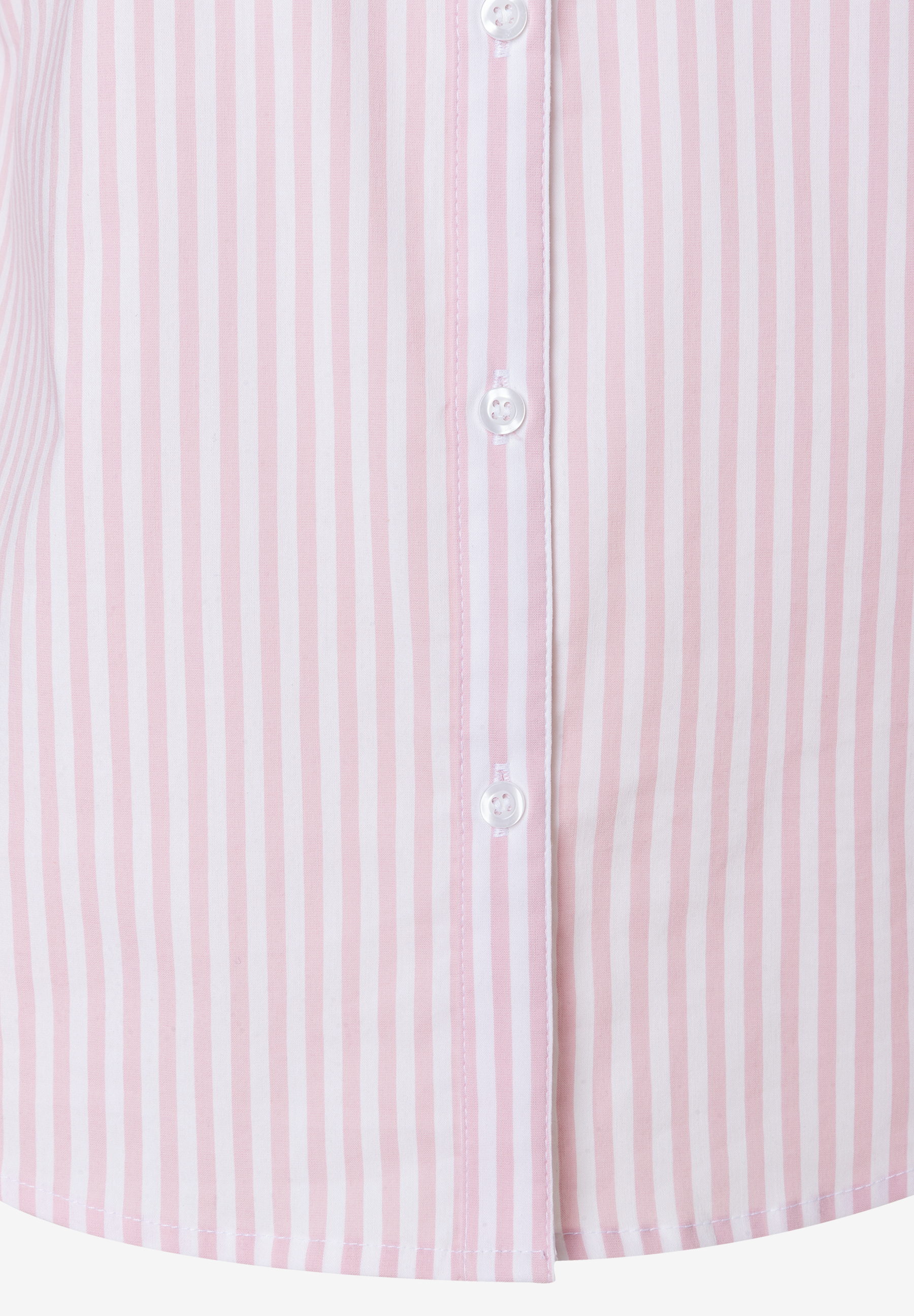 MORE & MORE Popeline-Bluse mit rosafarbenen und weißen Streifen, durchgehender Knopfleiste und abgerundetem Saum. MORE & MORE Popeline-Bluse mit rosafarbenen und weißen Streifen, durchgehender Knopfleiste und abgerundetem Saum.