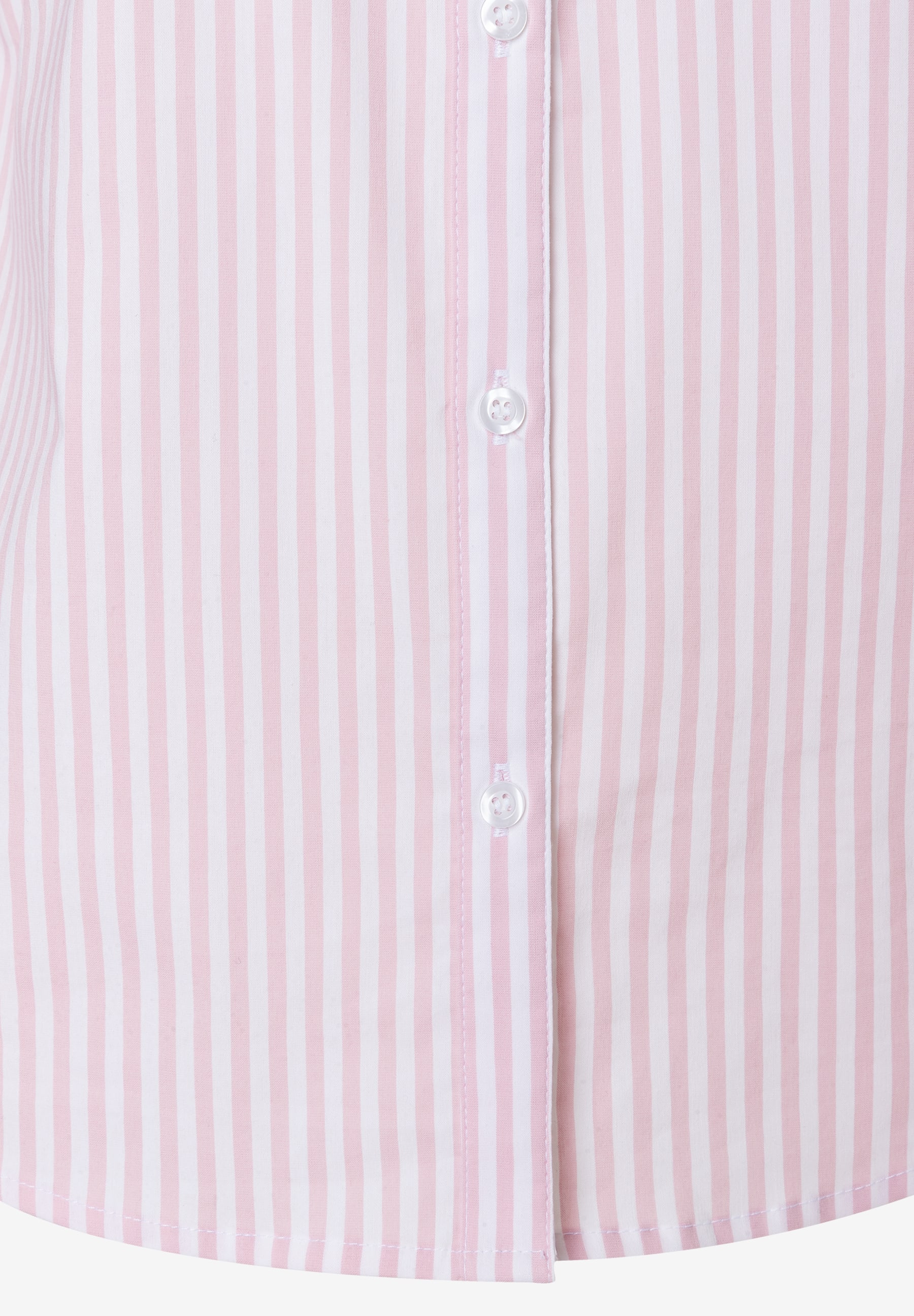 MORE & MORE Popeline-Bluse mit rosafarbenen und weißen Streifen, durchgehender Knopfleiste und abgerundetem Saum. MORE & MORE Popeline-Bluse mit rosafarbenen und weißen Streifen, durchgehender Knopfleiste und abgerundetem Saum.