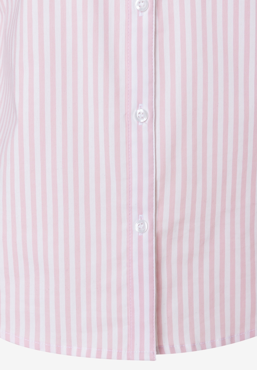 MORE & MORE Popeline-Bluse mit rosafarbenen und weißen Streifen, durchgehender Knopfleiste und abgerundetem Saum. MORE & MORE Popeline-Bluse mit rosafarbenen und weißen Streifen, durchgehender Knopfleiste und abgerundetem Saum.