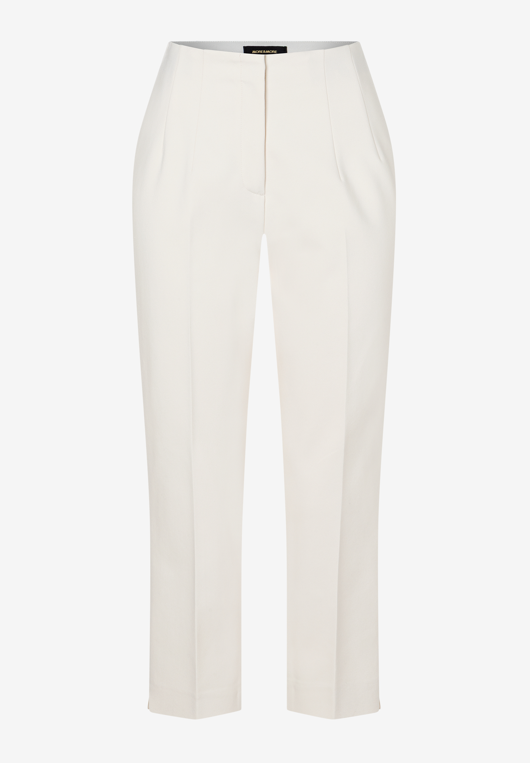 Eine MORE & MORE Stoffhose aus Baumwollmischung in hellem Beige.