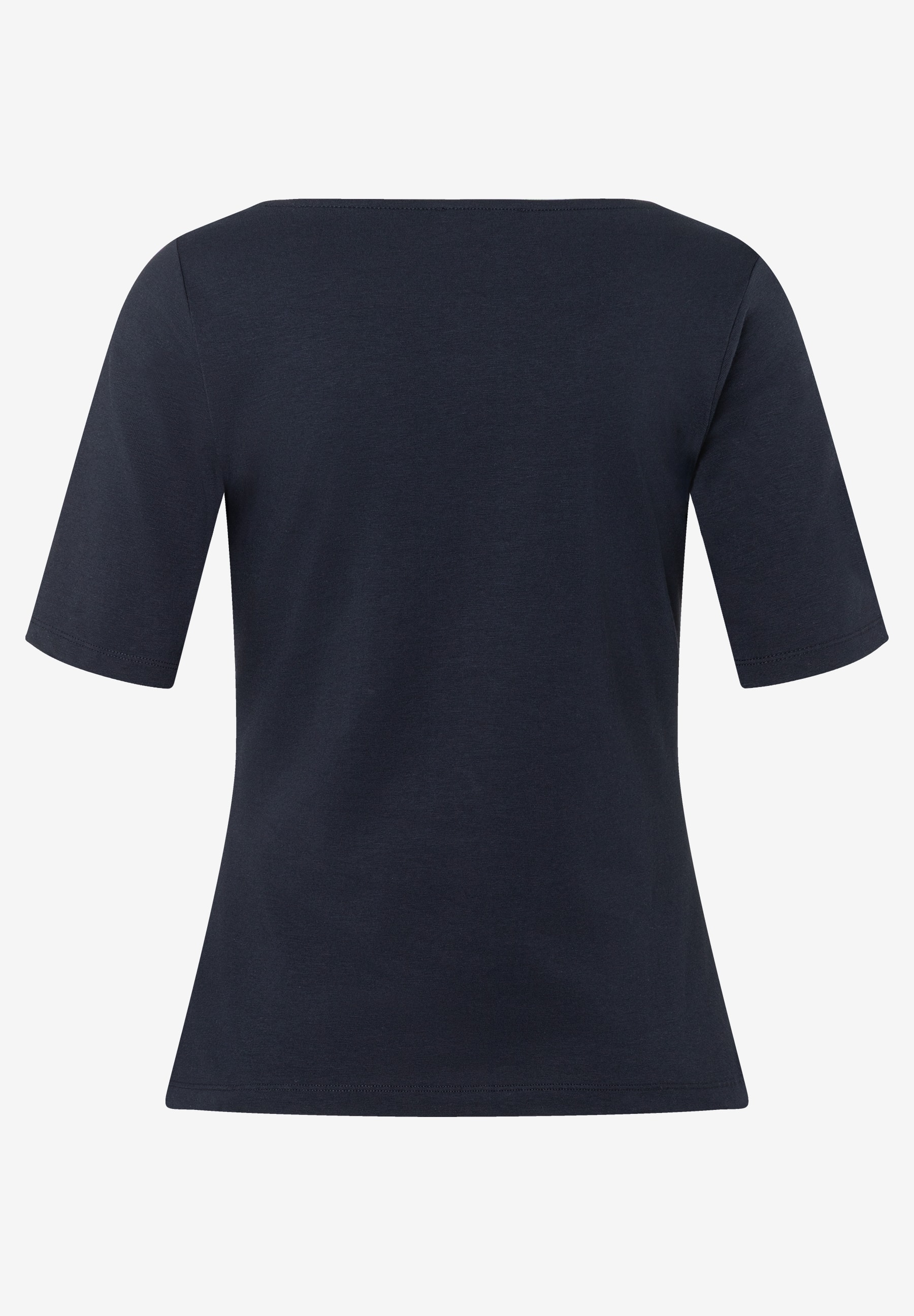 Ein marineblaues, hautfreundliches MORE & MORE T-Shirt mit Jersey-Material und kurzen Ärmeln. Ein marineblaues, hautfreundliches MORE & MORE T-Shirt mit Jersey-Material und kurzen Ärmeln.