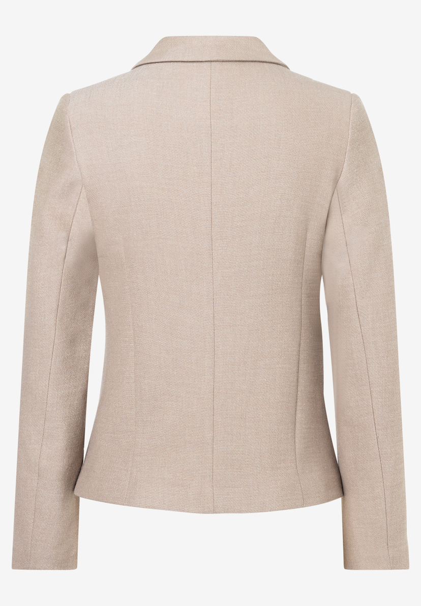 Rückenansicht eines beigen MORE & MORE Blazers, der tailliert geschnitten ist und lange Ärmel sowie einen Kragen hat.