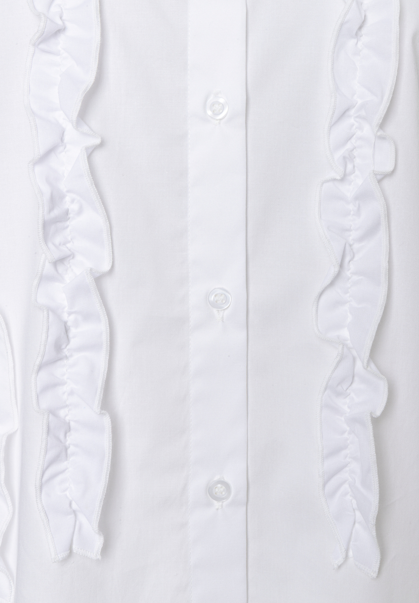 MORE & MORE Popeline-Bluse mit Rüschenverzierung und durchgehender Knopfleiste, hautfreundlich und elastisch. MORE & MORE Popeline-Bluse mit Rüschenverzierung und durchgehender Knopfleiste, hautfreundlich und elastisch.