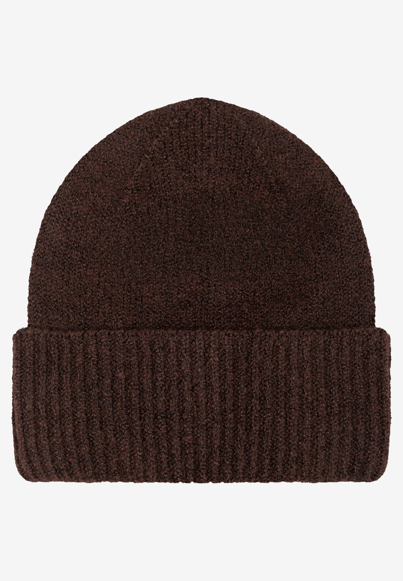 MORE & MORE Accessoire: Braune Strickmütze aus Bouclé-Garn mit Umschlag, ideal für kalte Tage. MORE & MORE Accessoire: Braune Strickmütze aus Bouclé-Garn mit Umschlag, ideal für kalte Tage.