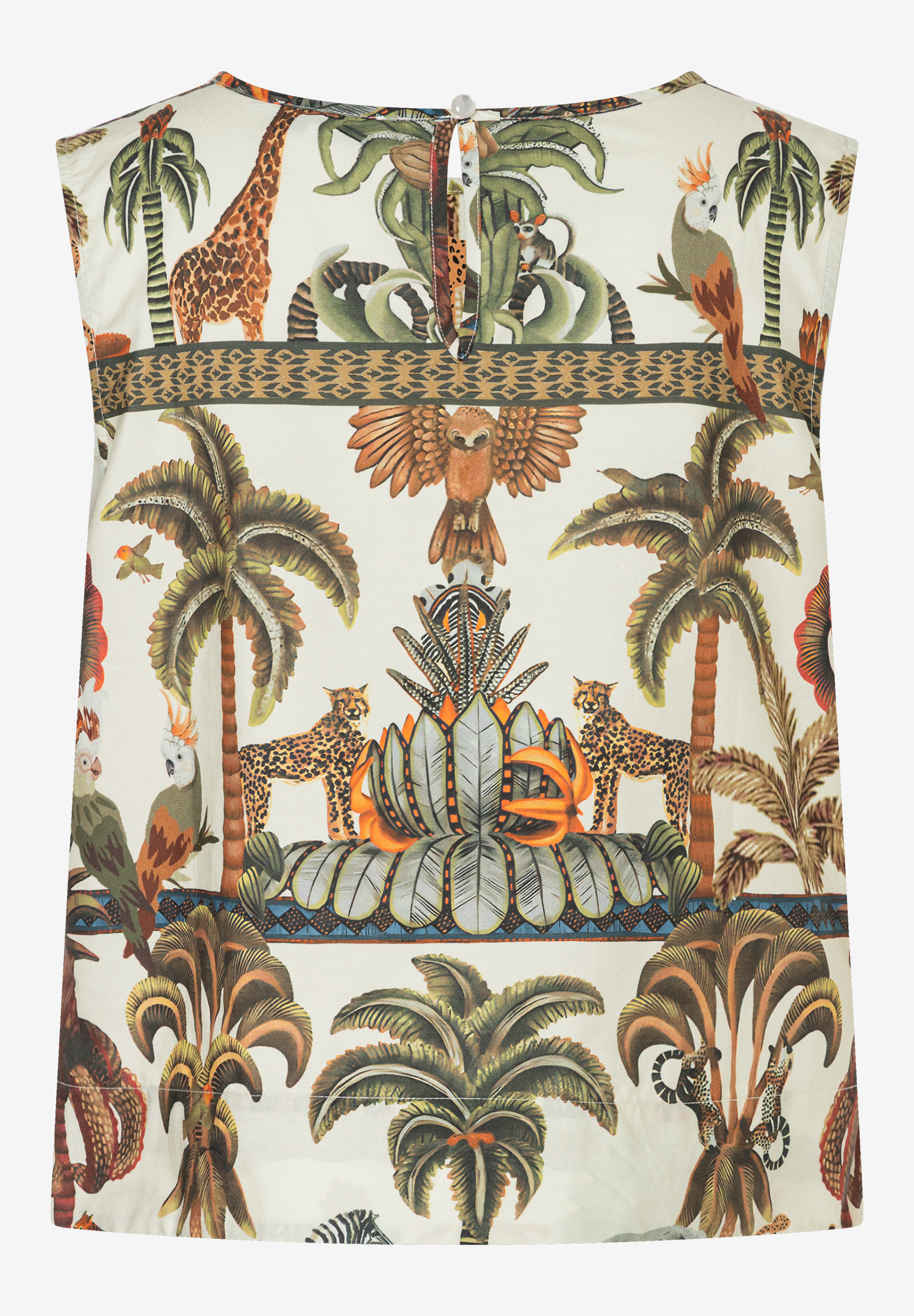 MORE & MORE Bluse, creme mit exotischem Tiermuster, inkl. Giraffe, Krokodil, Vogel, Jaguar, Palme MORE & MORE Bluse, creme mit exotischem Tiermuster, inkl. Giraffe, Krokodil, Vogel, Jaguar, Palme