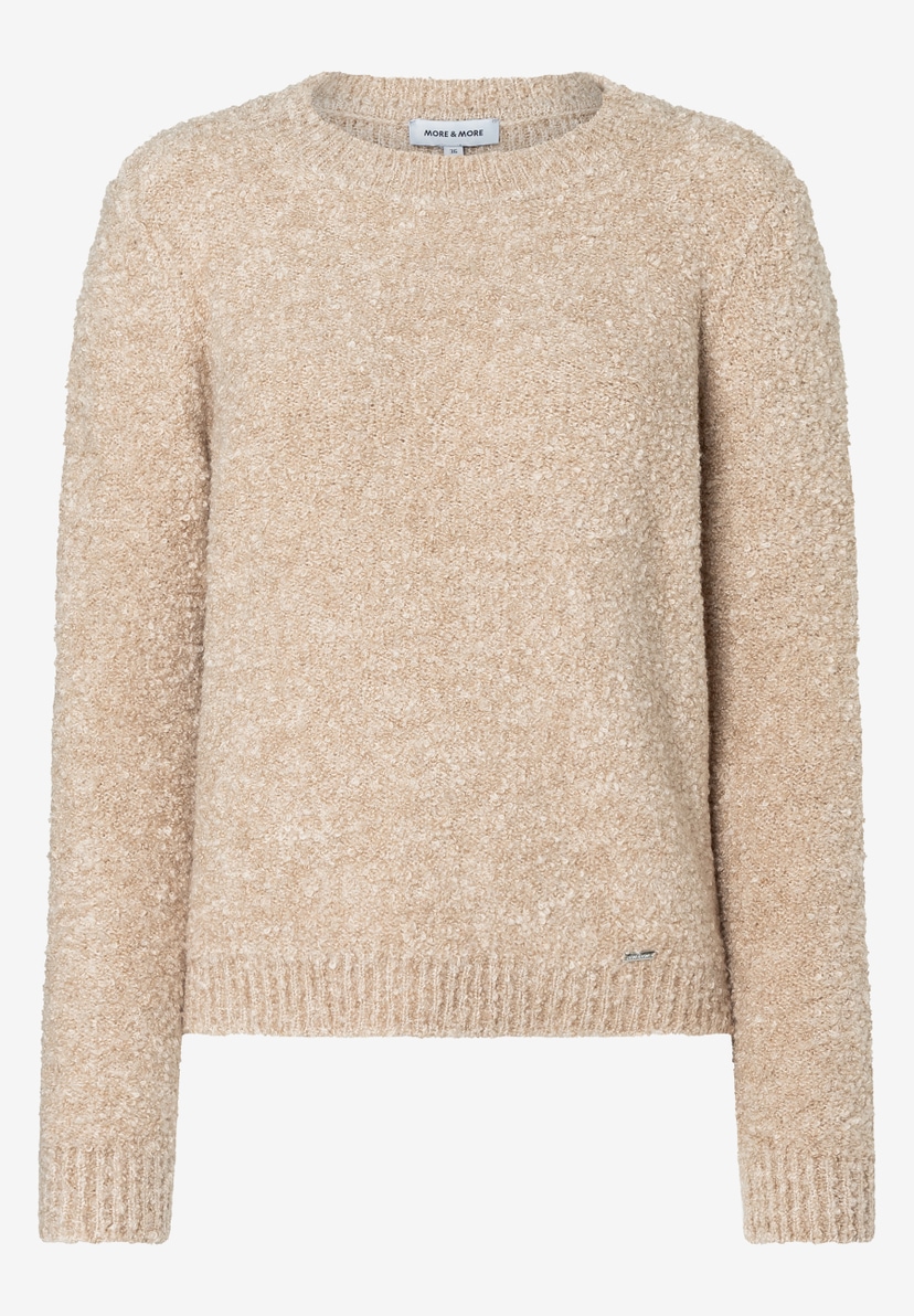 MORE & MORE Bouclé-Pullover aus Strick in Beige mit weichem Griff und angenehmem Tragekomfort. MORE & MORE Bouclé-Pullover aus Strick in Beige mit weichem Griff und angenehmem Tragekomfort.