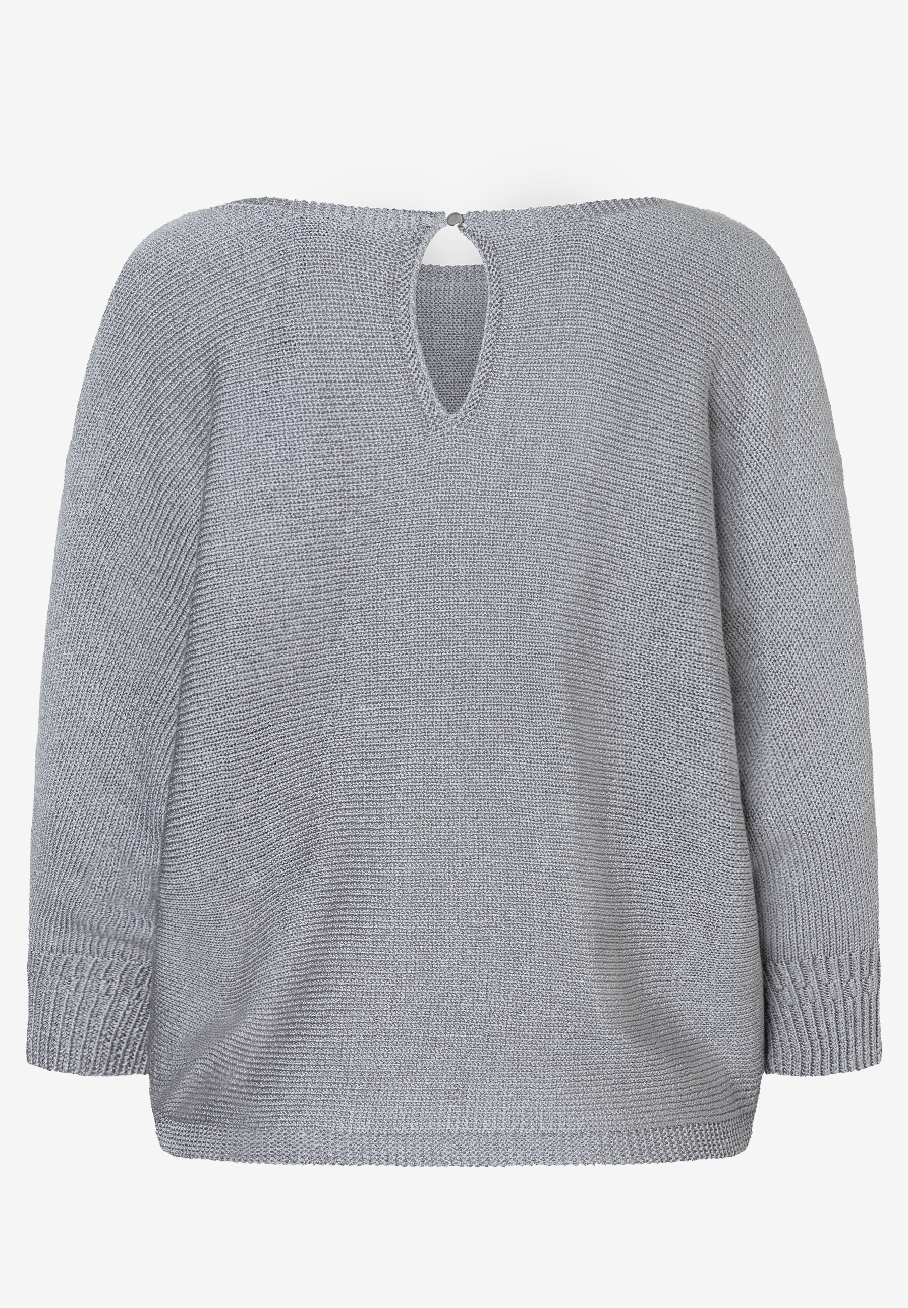 Ein grauer Strickpullover von MORE & MORE mit Knopfdetail am Ausschnitt und angenehmen Tragekomfort. Ein grauer Strickpullover von MORE & MORE mit Knopfdetail am Ausschnitt und angenehmen Tragekomfort.