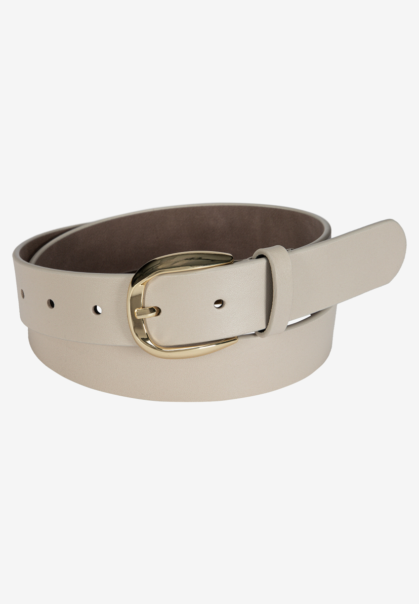 MORE & MORE Accessoire: Beige geflochtener Gürtel mit goldener Schnalle, elegant und vielseitig.