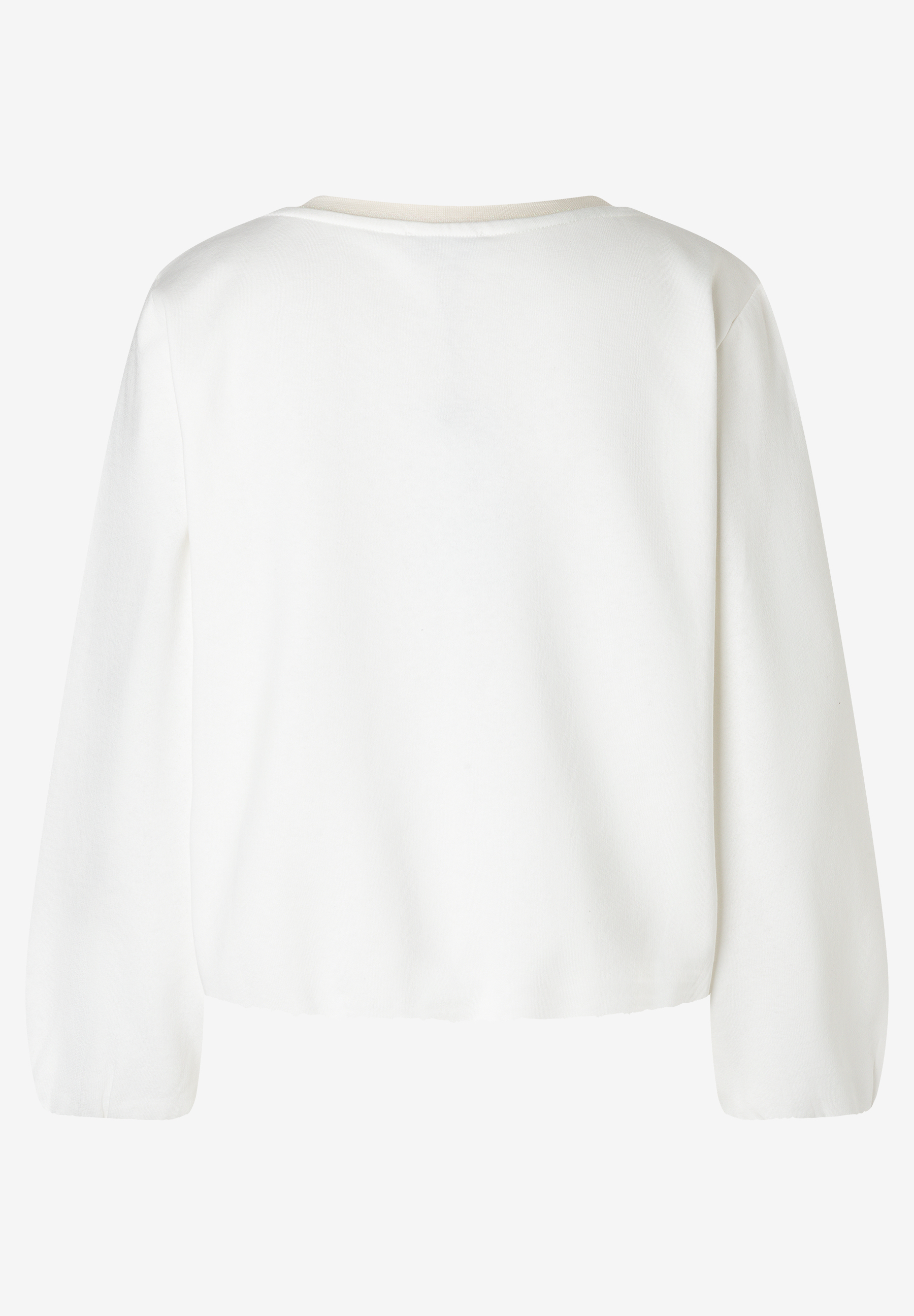 MORE & MORE Sweatshirt in Weiß, Rückansicht. Ein schlichtes, modernes Langarm-Oberteil für Damen, ideal für Freizeit. MORE & MORE Sweatshirt in Weiß, Rückansicht. Ein schlichtes, modernes Langarm-Oberteil für Damen, ideal für Freizeit.